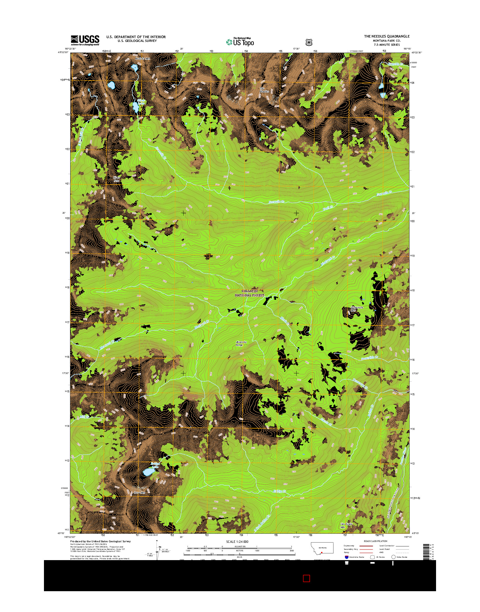 USGS US TOPO 7.5-MINUTE MAP FOR THE NEEDLES, MT 2017