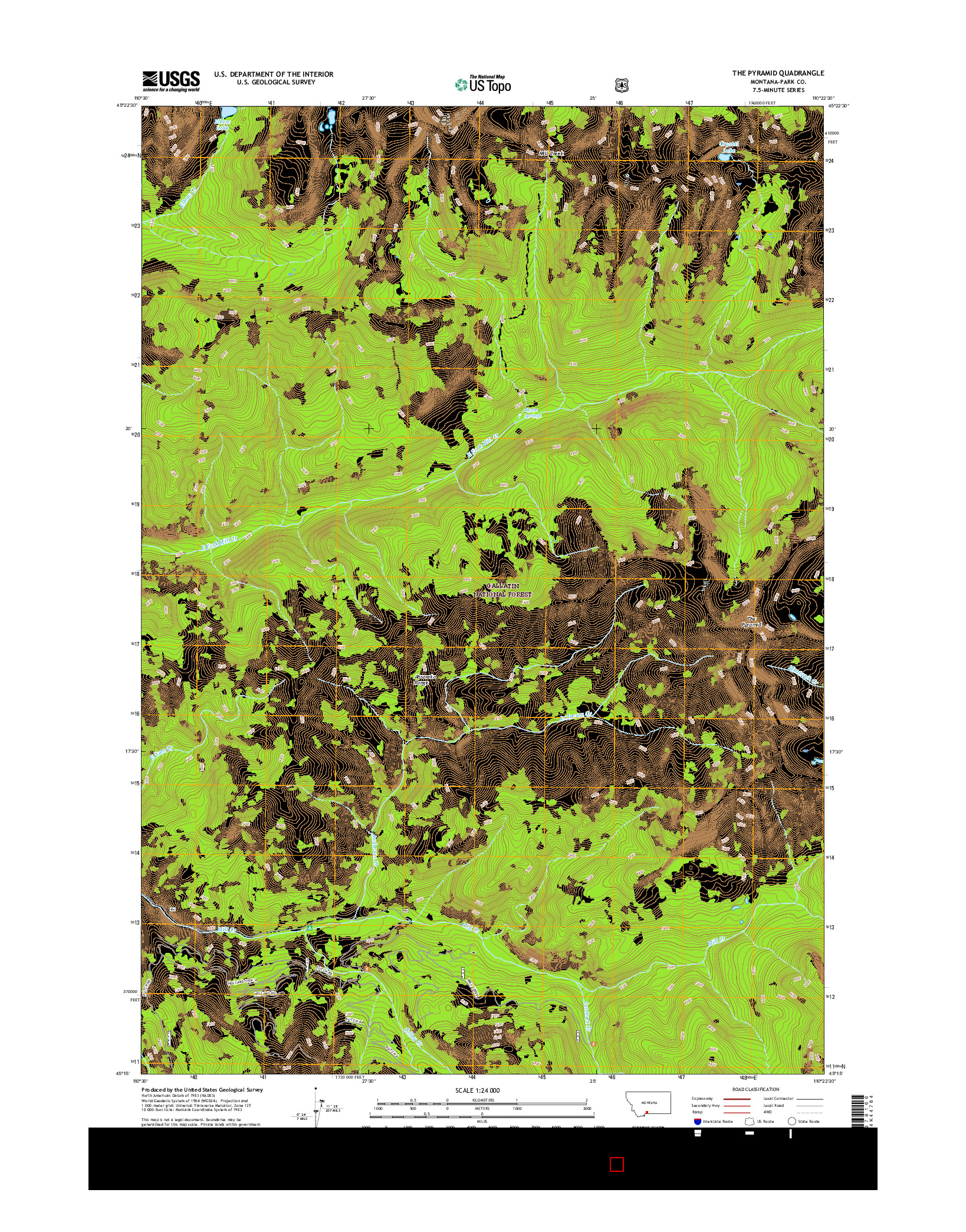 USGS US TOPO 7.5-MINUTE MAP FOR THE PYRAMID, MT 2017