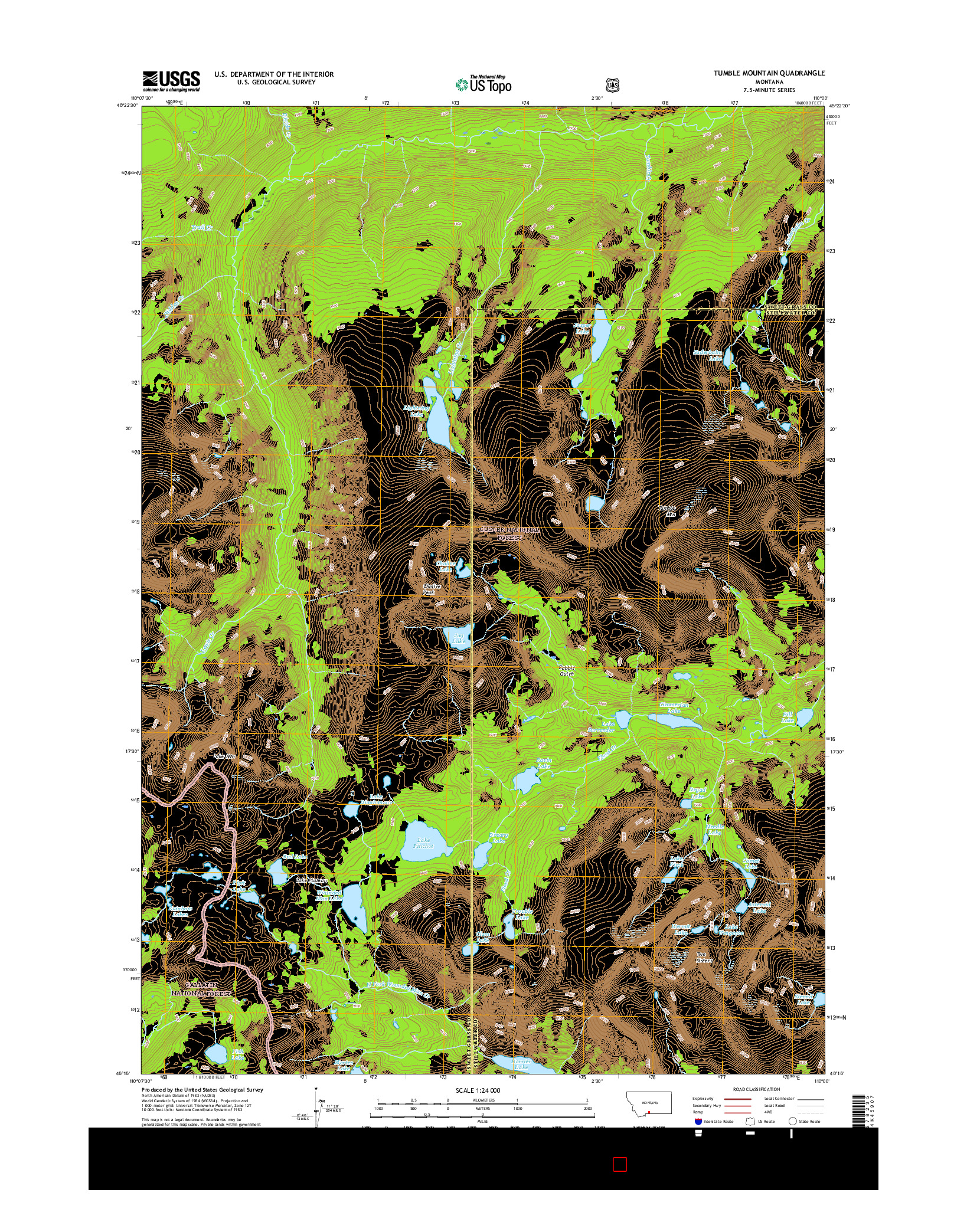 USGS US TOPO 7.5-MINUTE MAP FOR TUMBLE MOUNTAIN, MT 2017