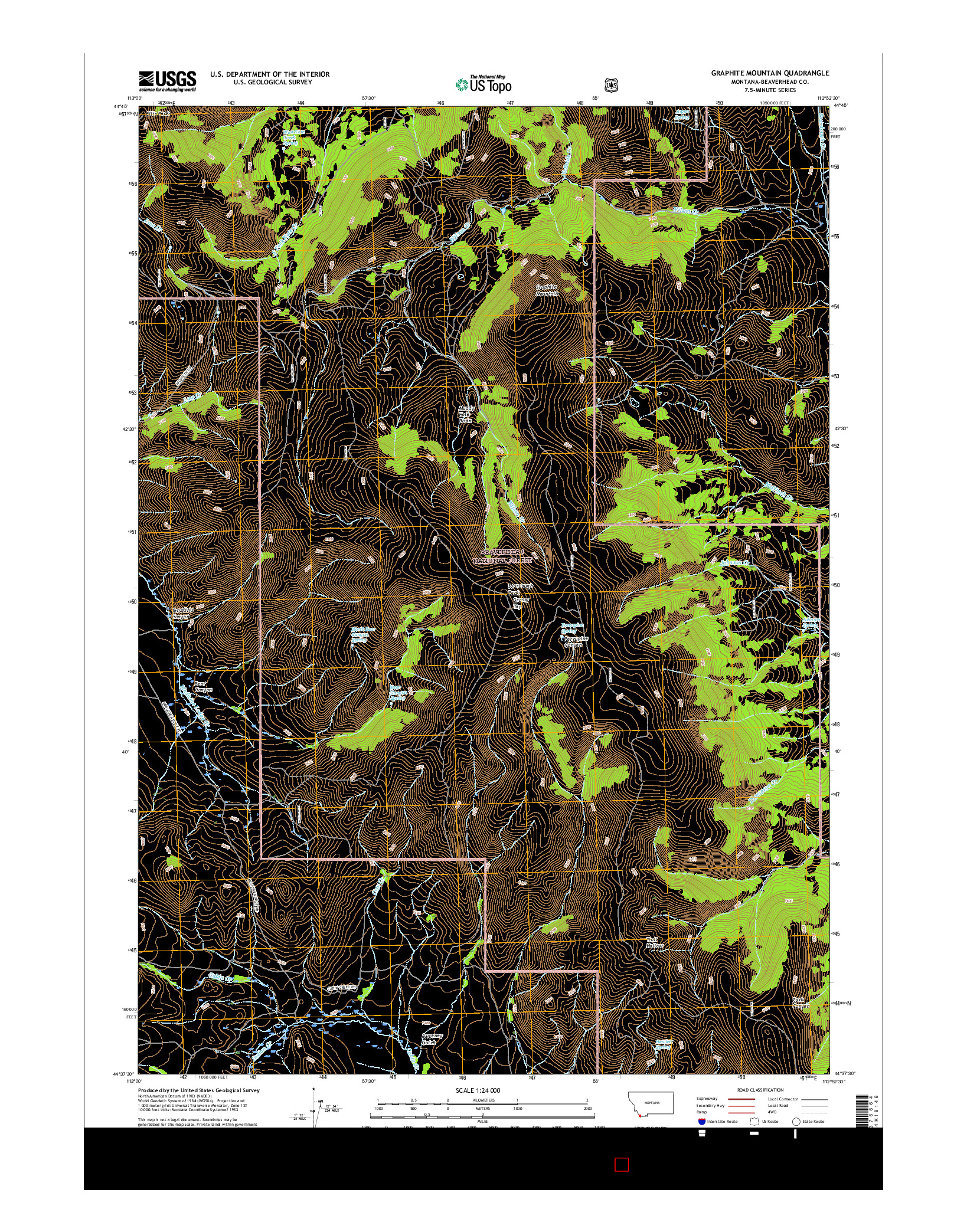 USGS US TOPO 7.5-MINUTE MAP FOR GRAPHITE MOUNTAIN, MT 2017