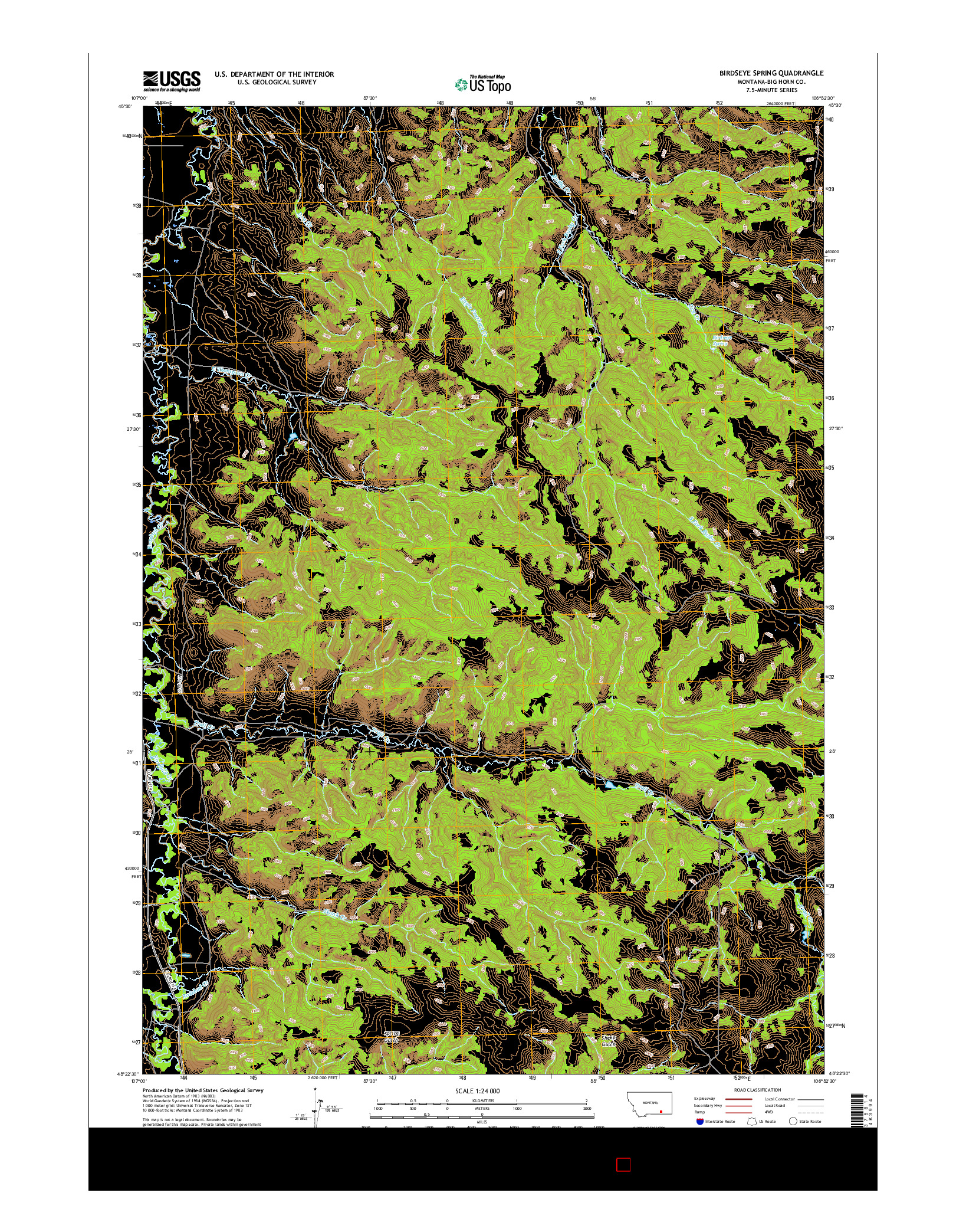 USGS US TOPO 7.5-MINUTE MAP FOR BIRDSEYE SPRING, MT 2017