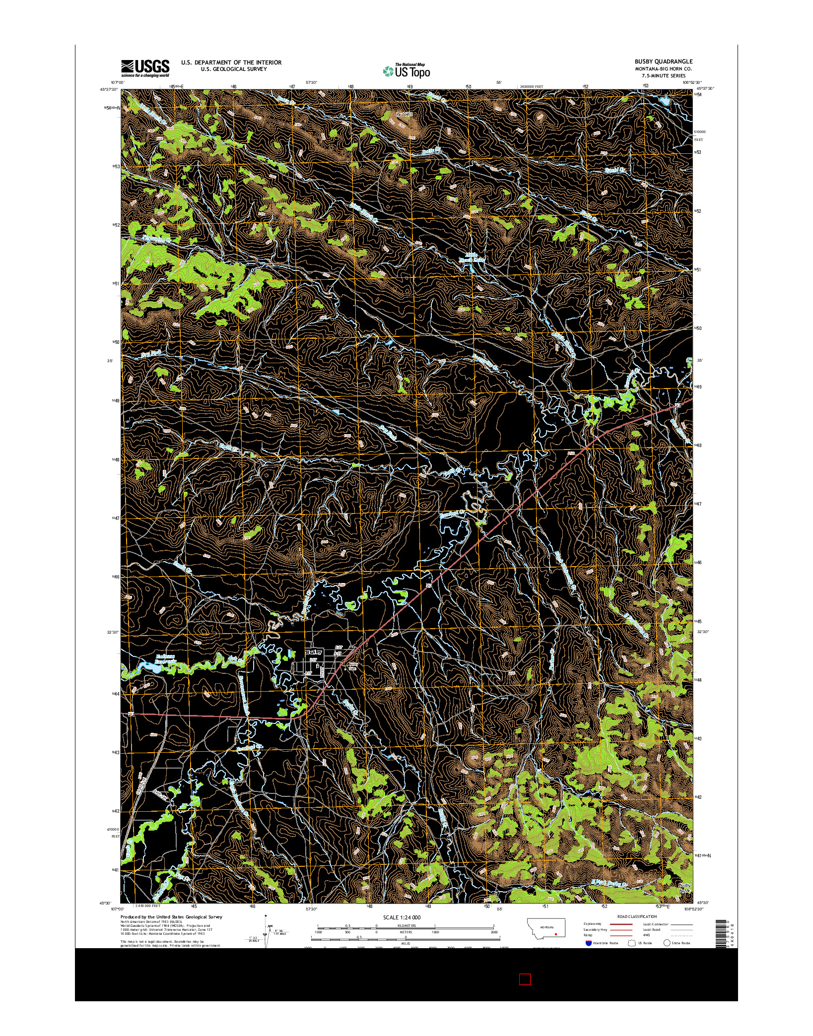 USGS US TOPO 7.5-MINUTE MAP FOR BUSBY, MT 2017