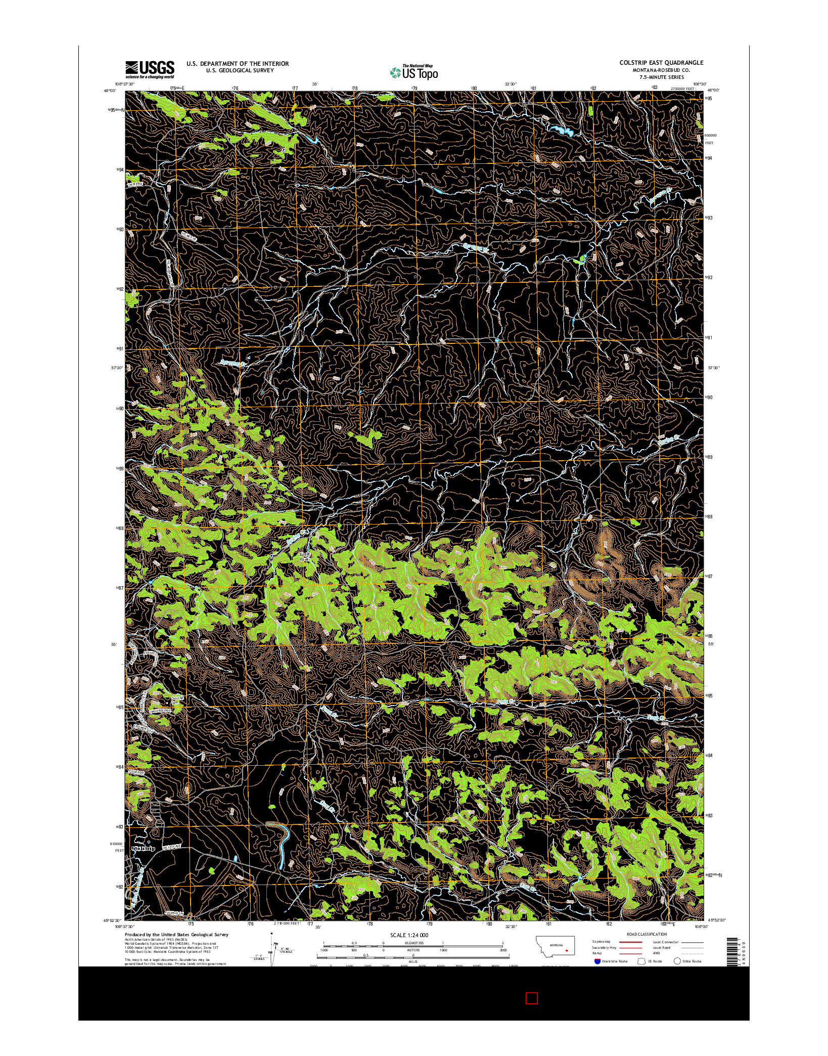 USGS US TOPO 7.5-MINUTE MAP FOR COLSTRIP EAST, MT 2017