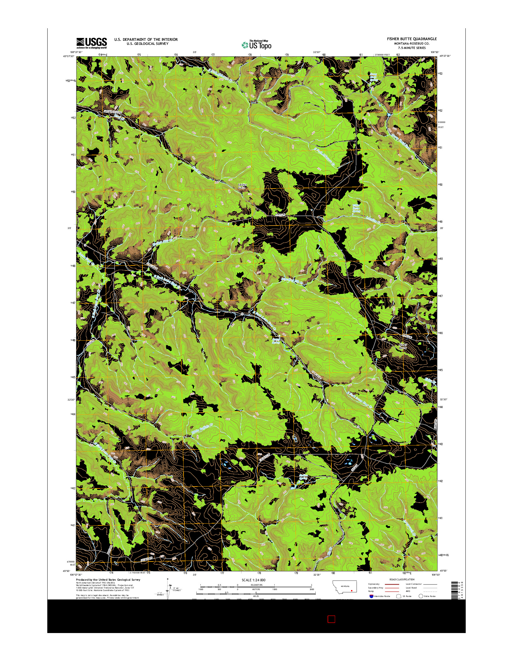 USGS US TOPO 7.5-MINUTE MAP FOR FISHER BUTTE, MT 2017