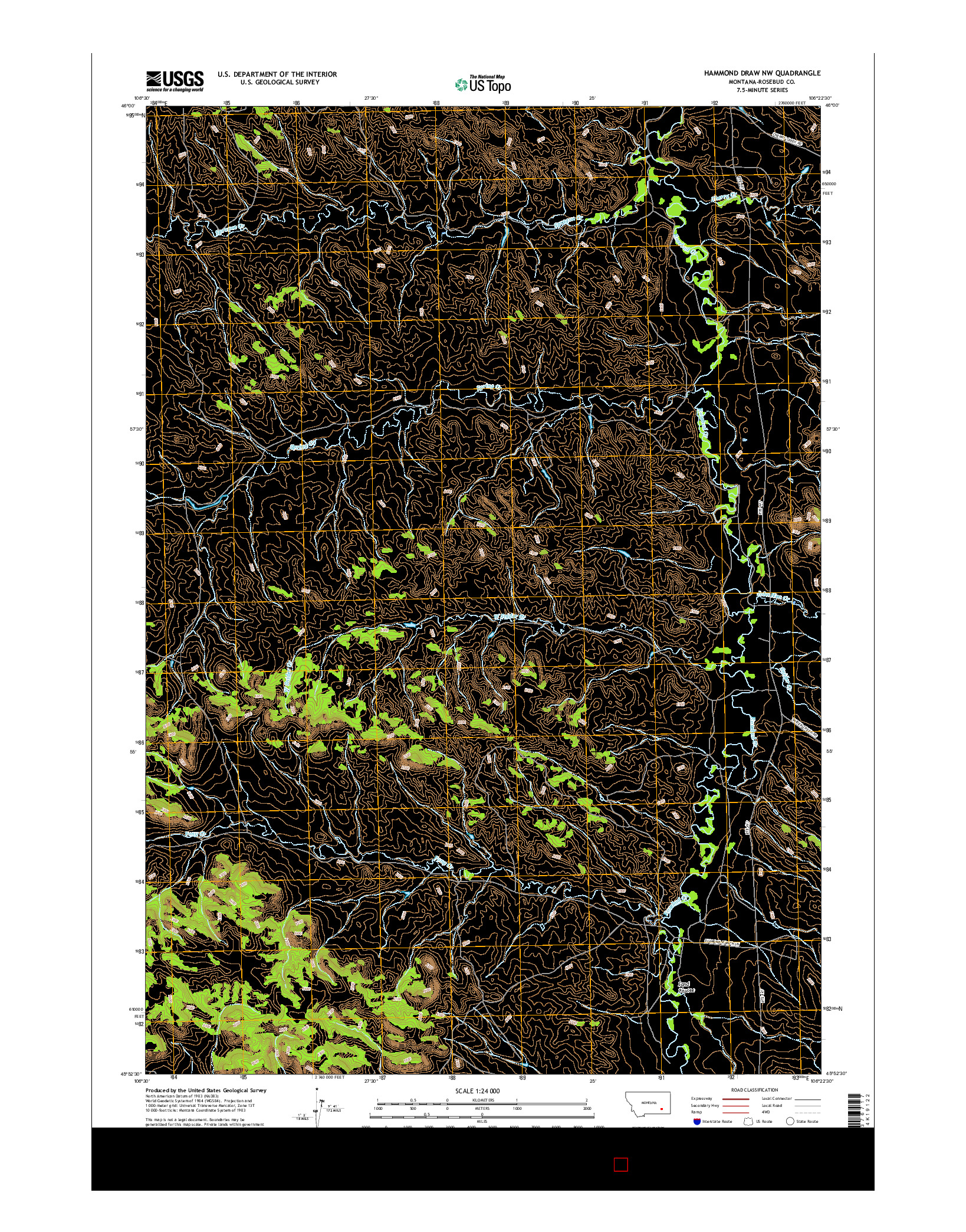 USGS US TOPO 7.5-MINUTE MAP FOR HAMMOND DRAW NW, MT 2017