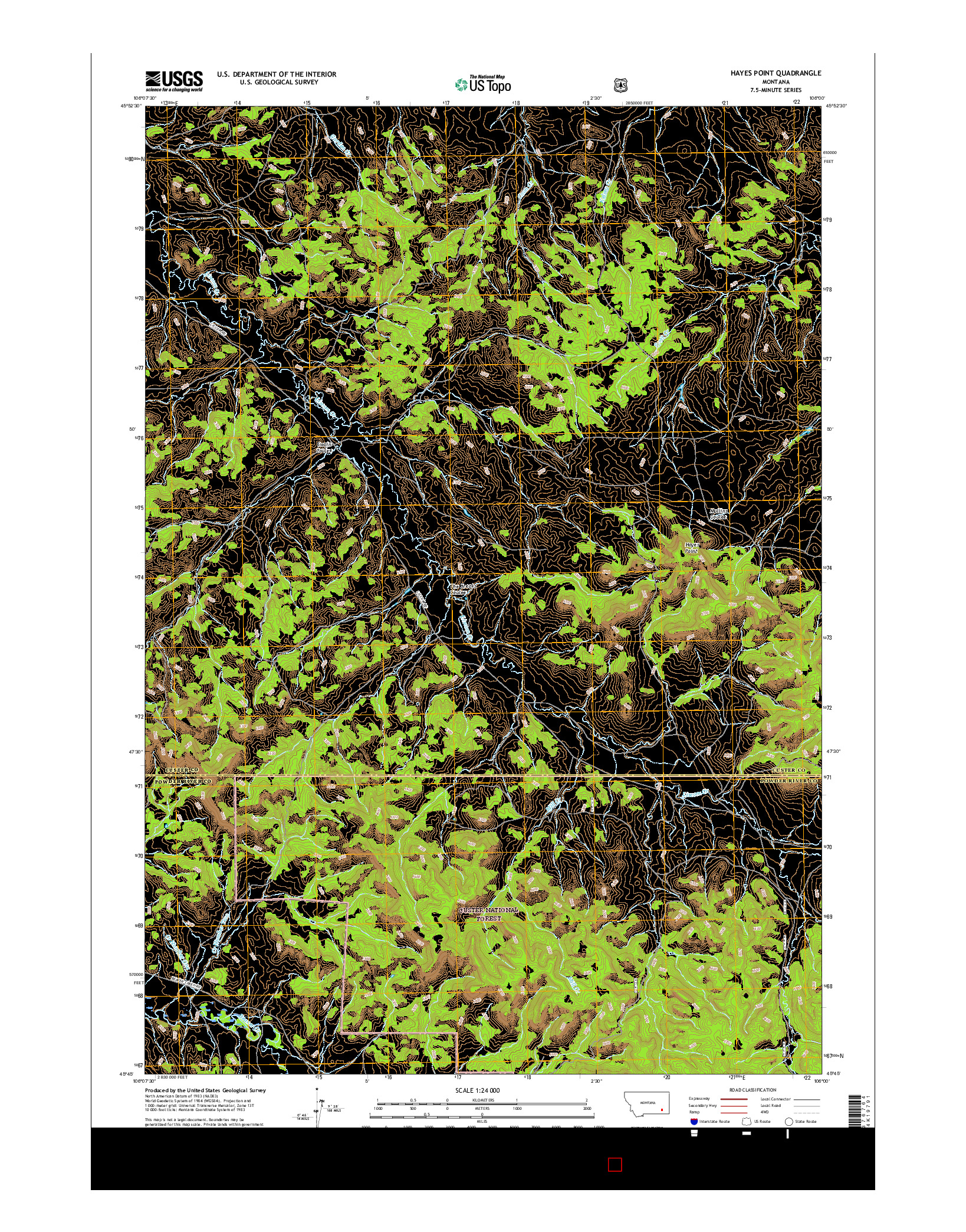 USGS US TOPO 7.5-MINUTE MAP FOR HAYES POINT, MT 2017