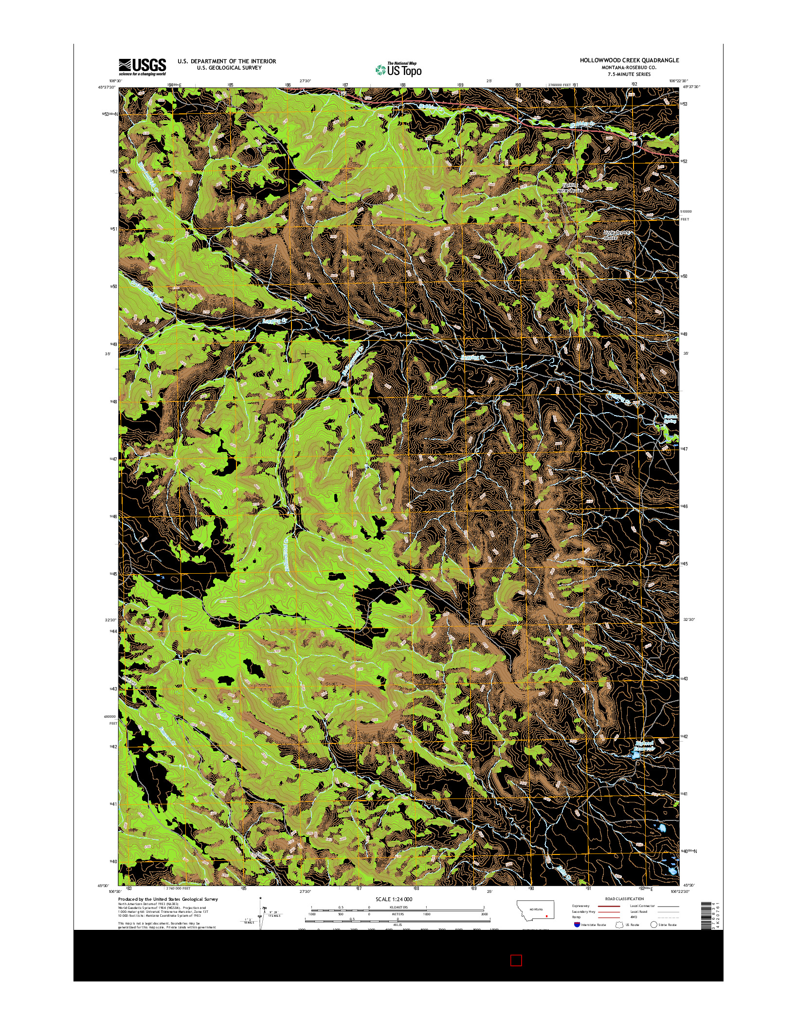 USGS US TOPO 7.5-MINUTE MAP FOR HOLLOWWOOD CREEK, MT 2017