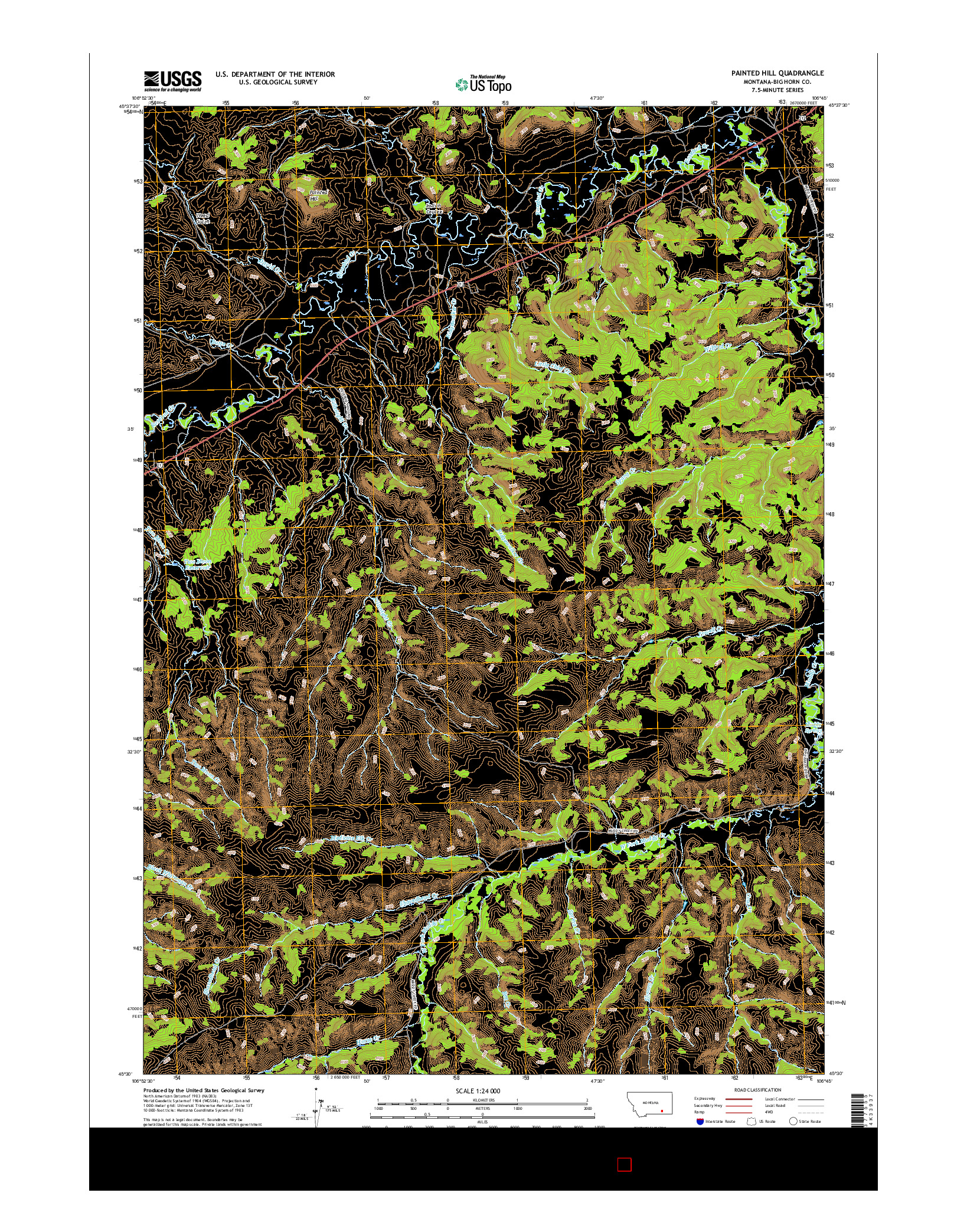 USGS US TOPO 7.5-MINUTE MAP FOR PAINTED HILL, MT 2017