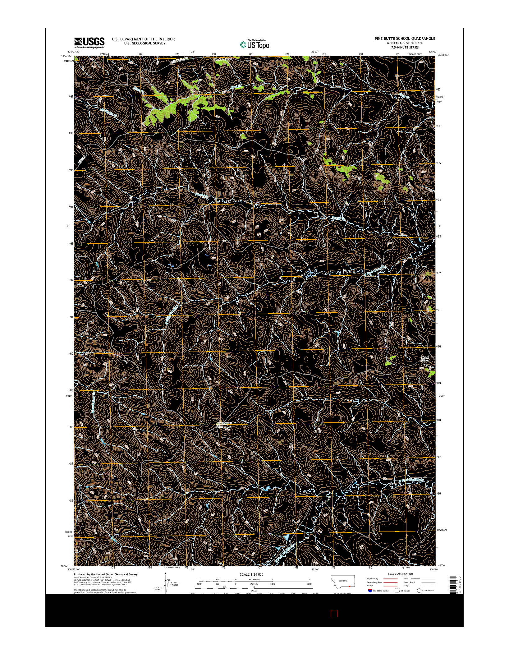 USGS US TOPO 7.5-MINUTE MAP FOR PINE BUTTE SCHOOL, MT 2017