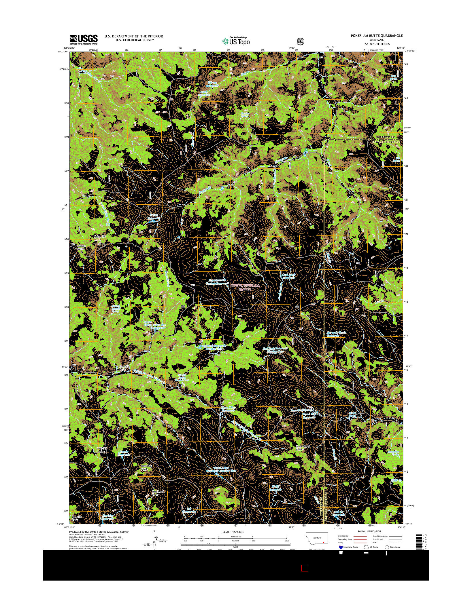 USGS US TOPO 7.5-MINUTE MAP FOR POKER JIM BUTTE, MT 2017