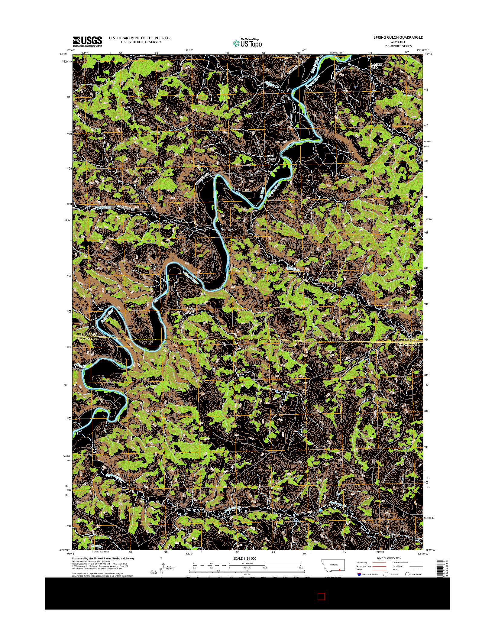 USGS US TOPO 7.5-MINUTE MAP FOR SPRING GULCH, MT 2017