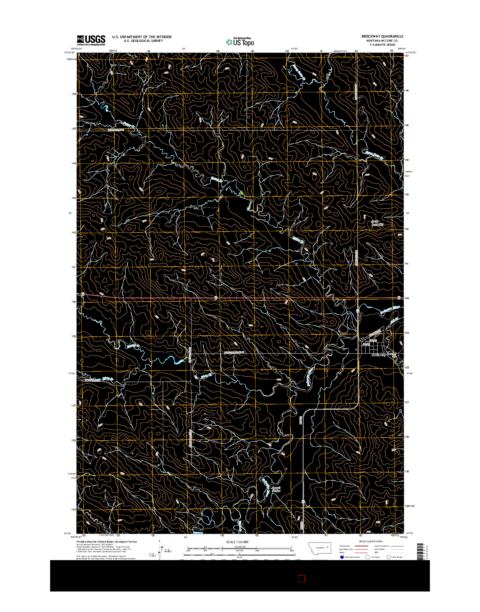 USGS US TOPO 7.5-MINUTE MAP FOR BROCKWAY, MT 2017