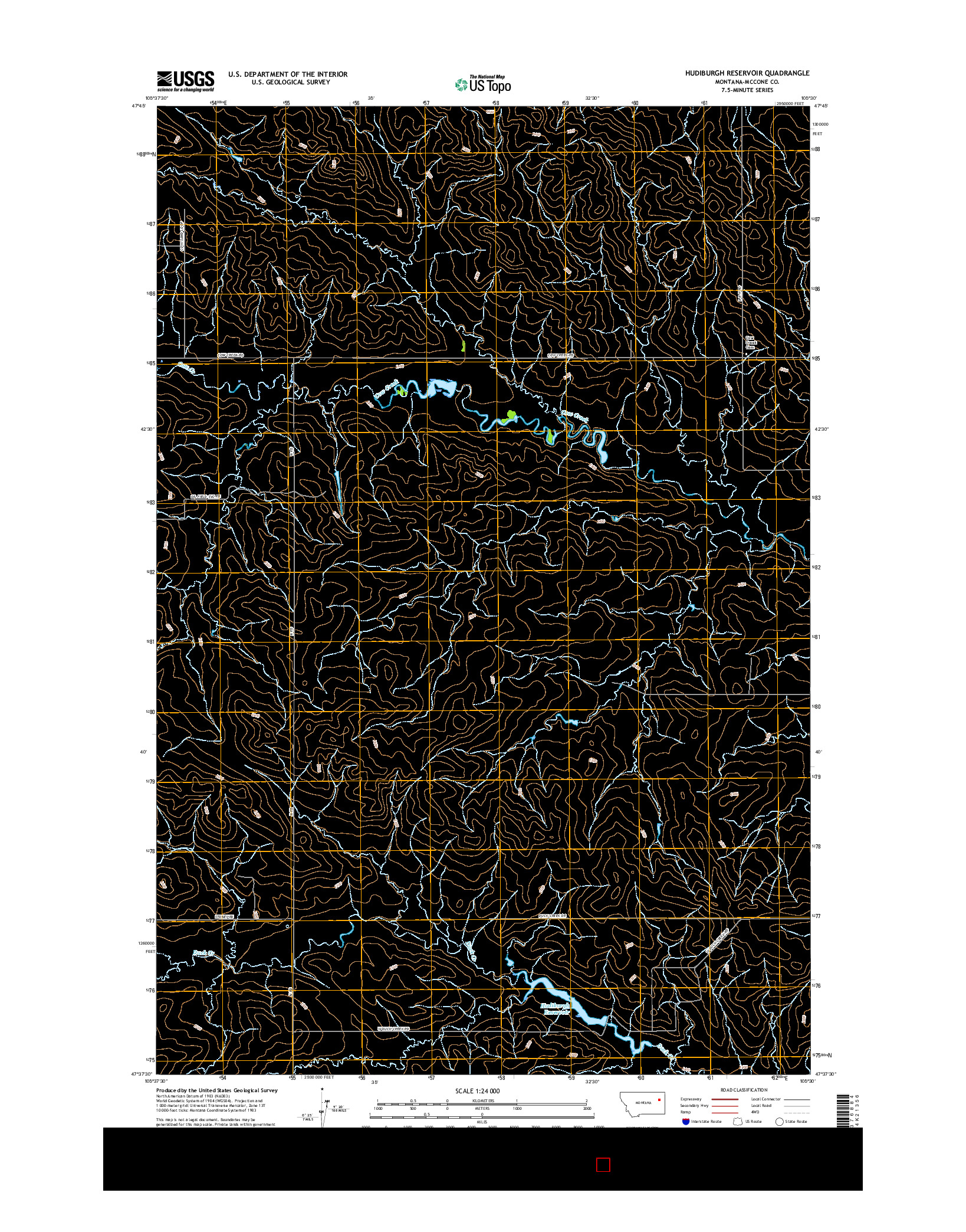 USGS US TOPO 7.5-MINUTE MAP FOR HUDIBURGH RESERVOIR, MT 2017
