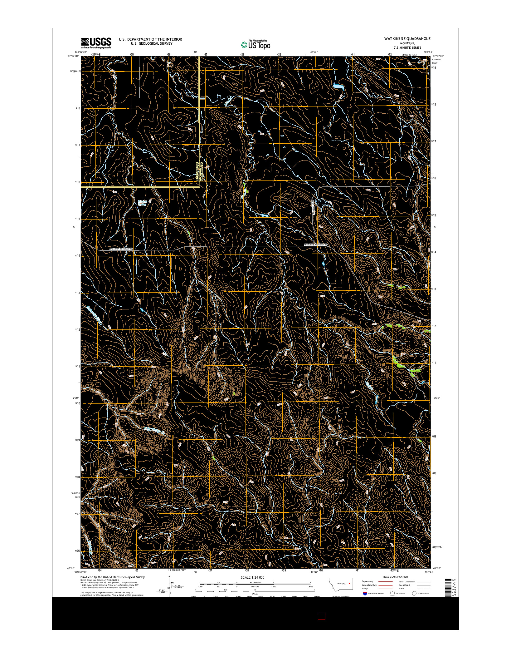 USGS US TOPO 7.5-MINUTE MAP FOR WATKINS SE, MT 2017