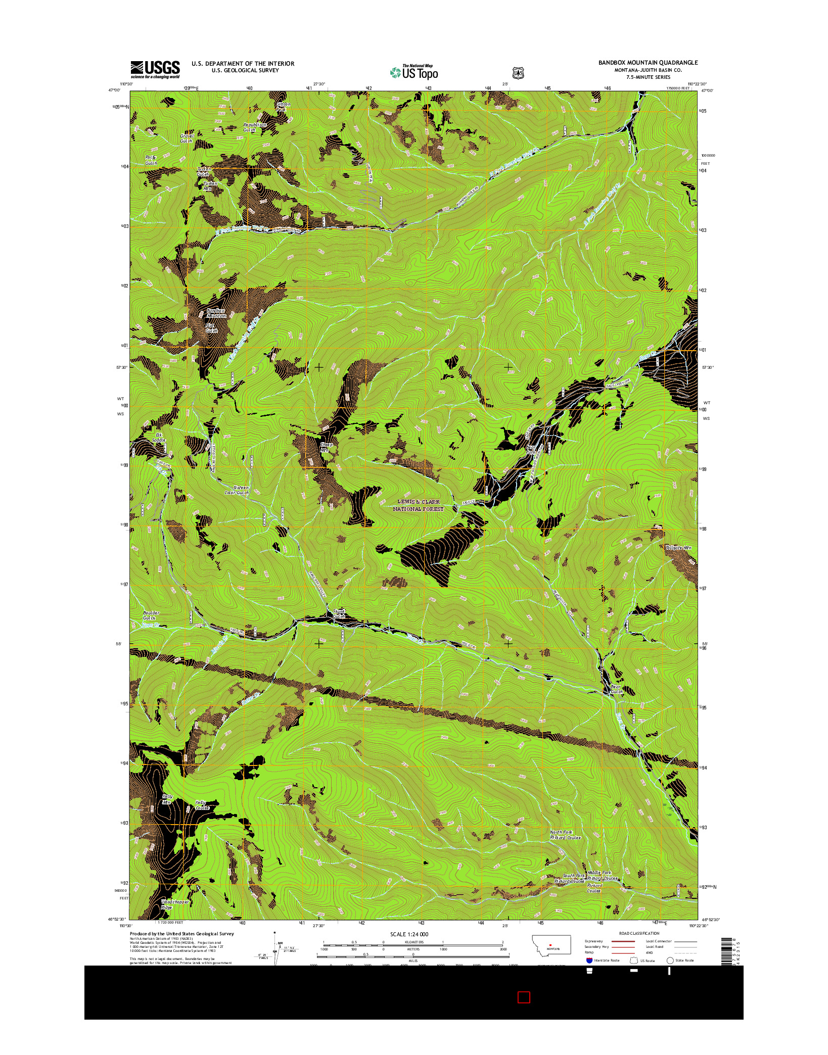 USGS US TOPO 7.5-MINUTE MAP FOR BANDBOX MOUNTAIN, MT 2017