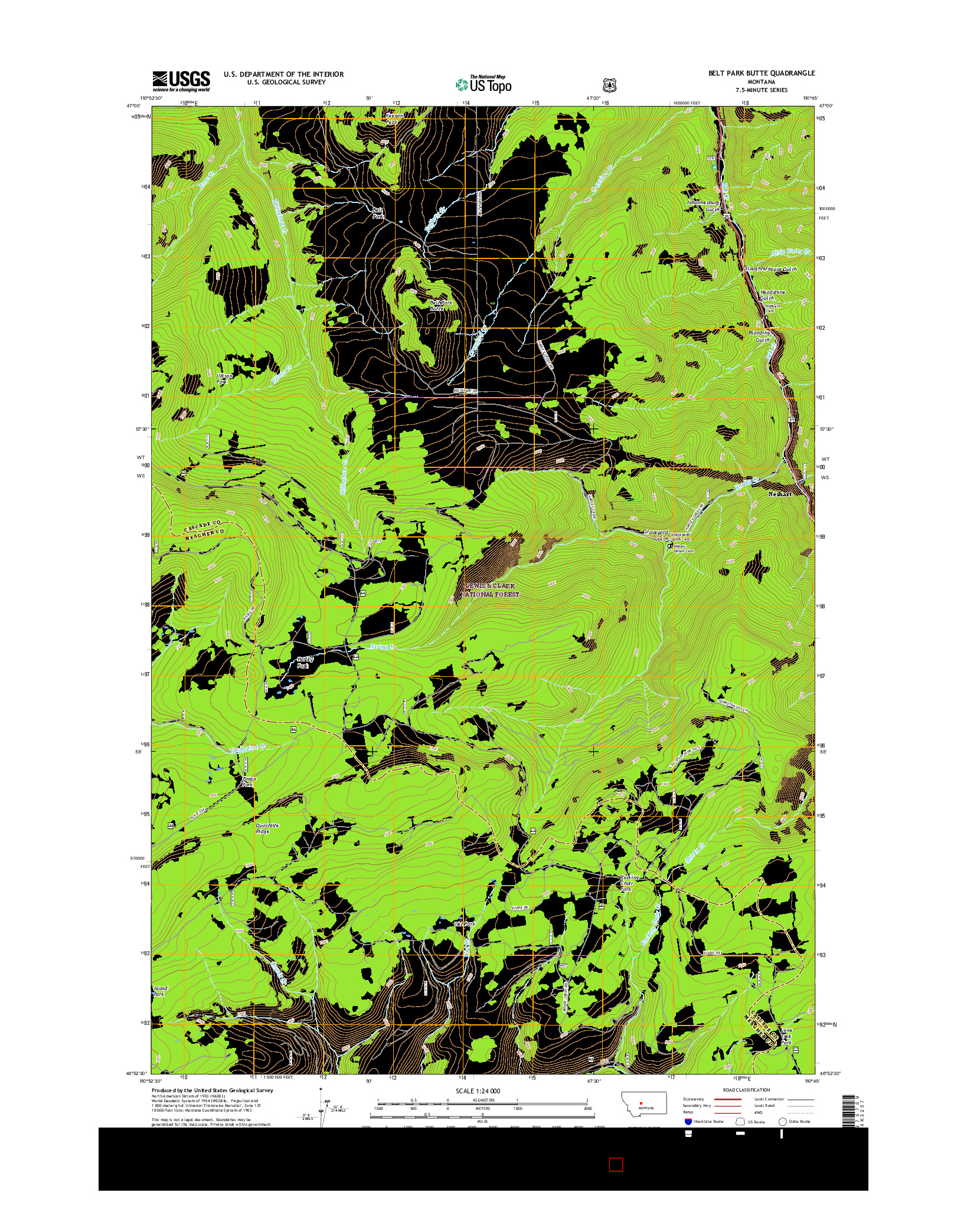 USGS US TOPO 7.5-MINUTE MAP FOR BELT PARK BUTTE, MT 2017