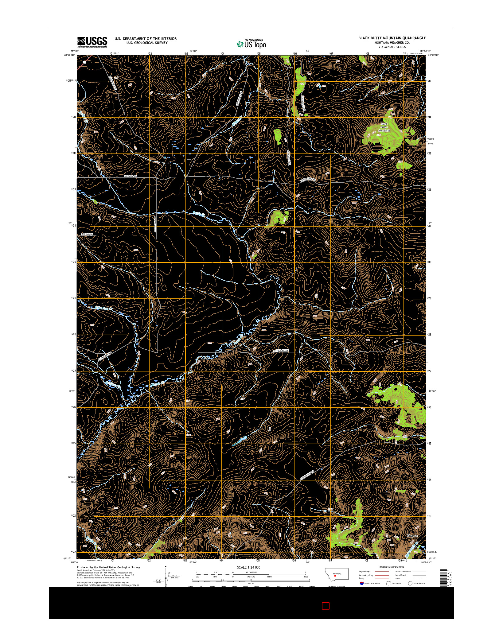 USGS US TOPO 7.5-MINUTE MAP FOR BLACK BUTTE MOUNTAIN, MT 2017