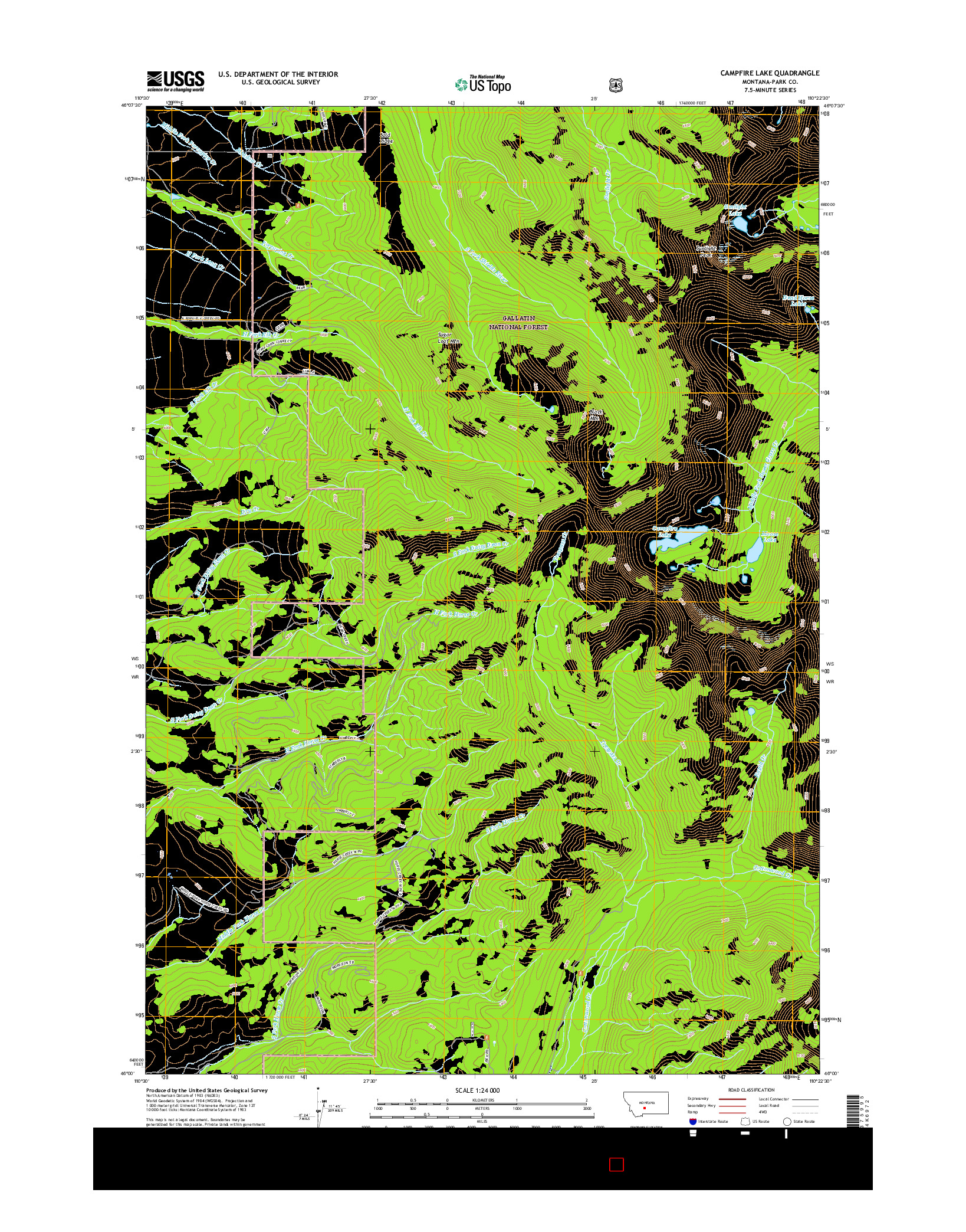 USGS US TOPO 7.5-MINUTE MAP FOR CAMPFIRE LAKE, MT 2017