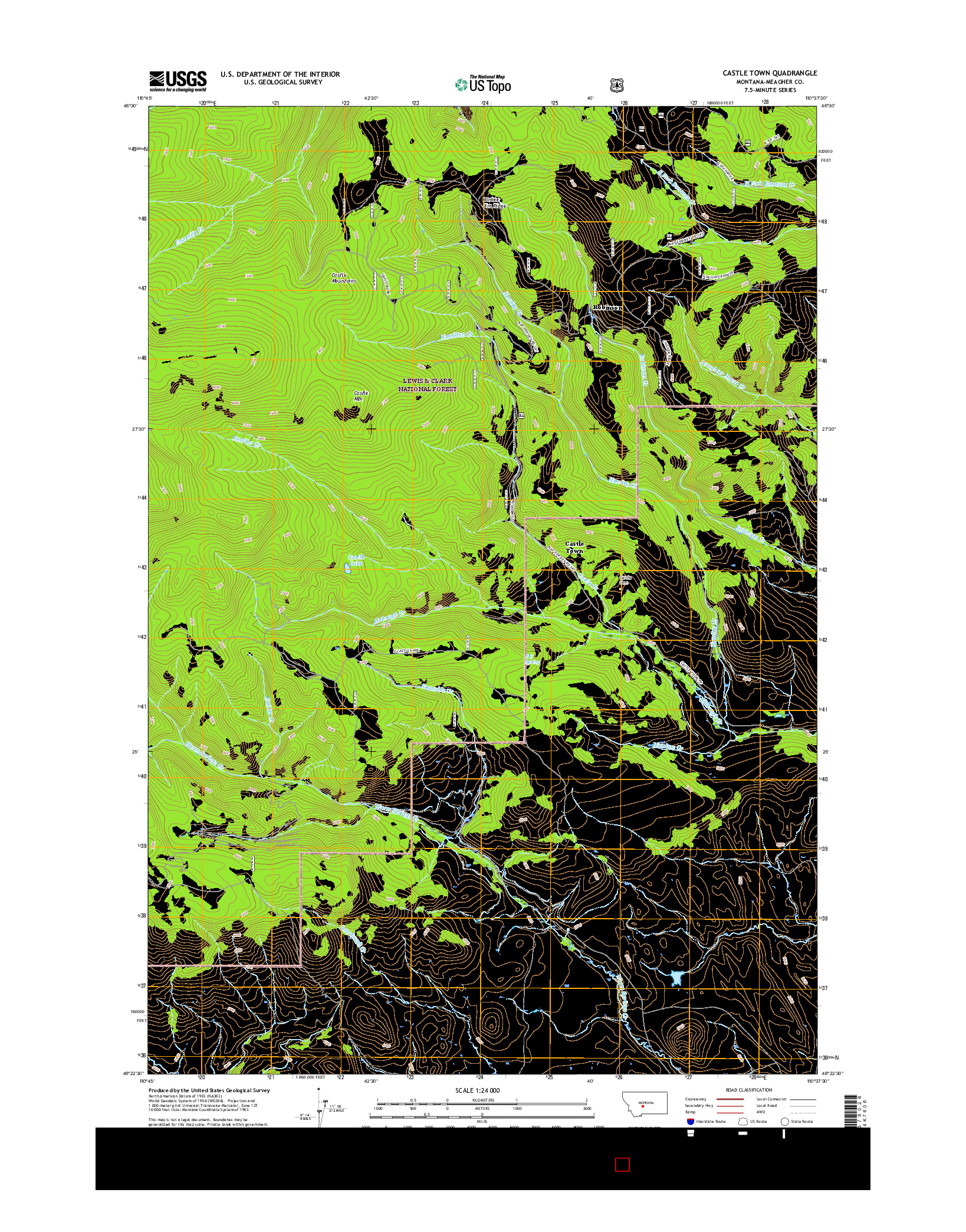 USGS US TOPO 7.5-MINUTE MAP FOR CASTLE TOWN, MT 2017
