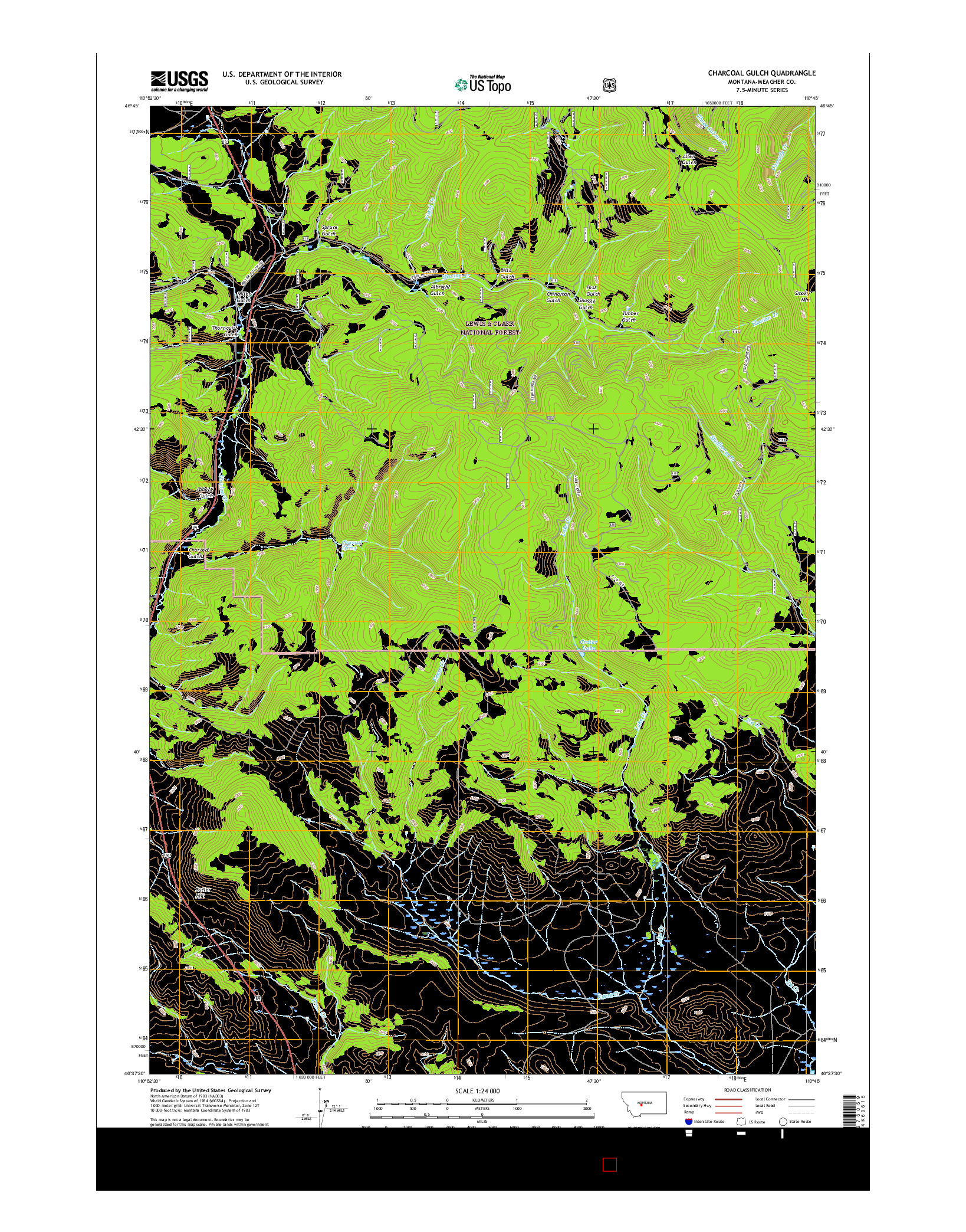 USGS US TOPO 7.5-MINUTE MAP FOR CHARCOAL GULCH, MT 2017
