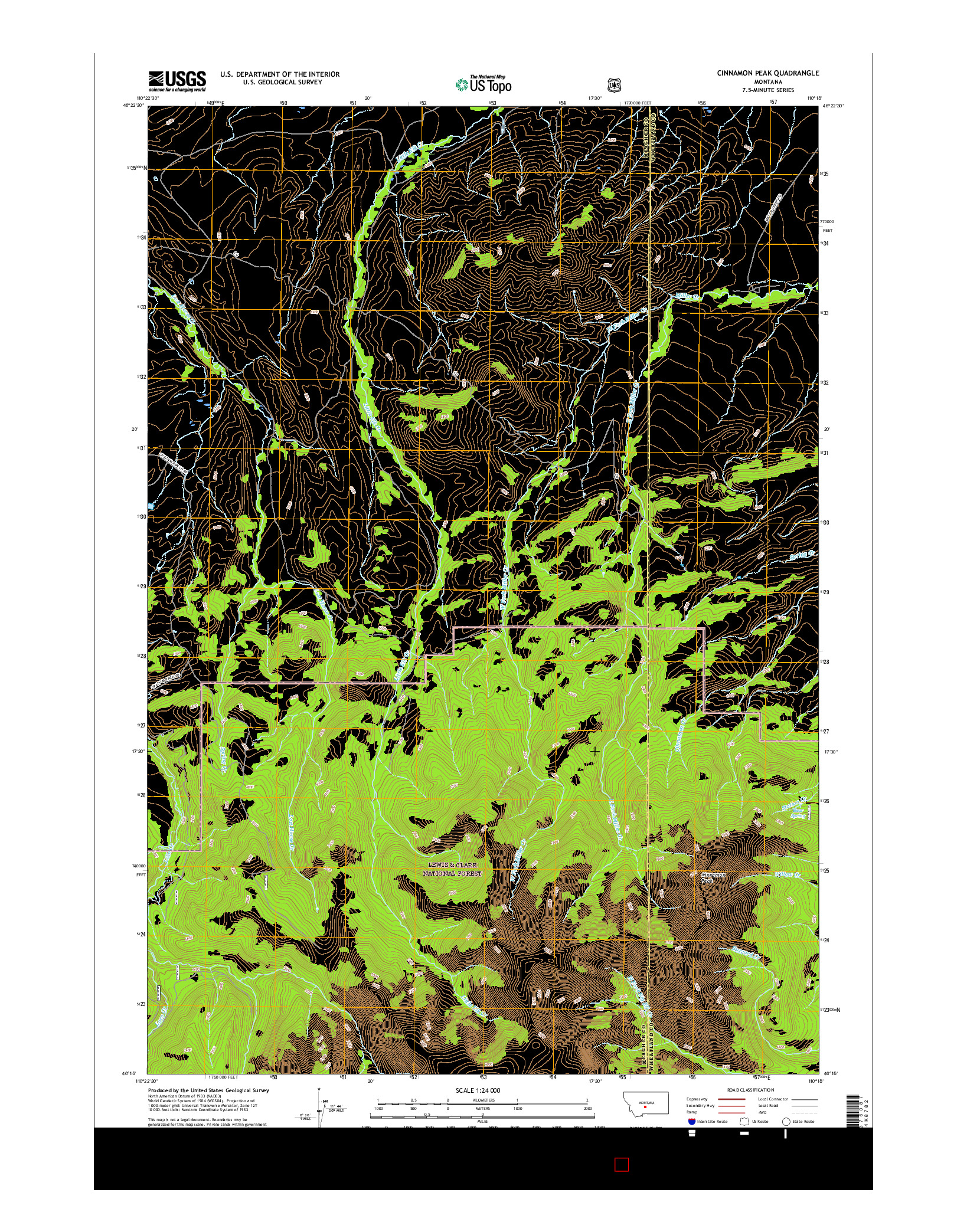 USGS US TOPO 7.5-MINUTE MAP FOR CINNAMON PEAK, MT 2017