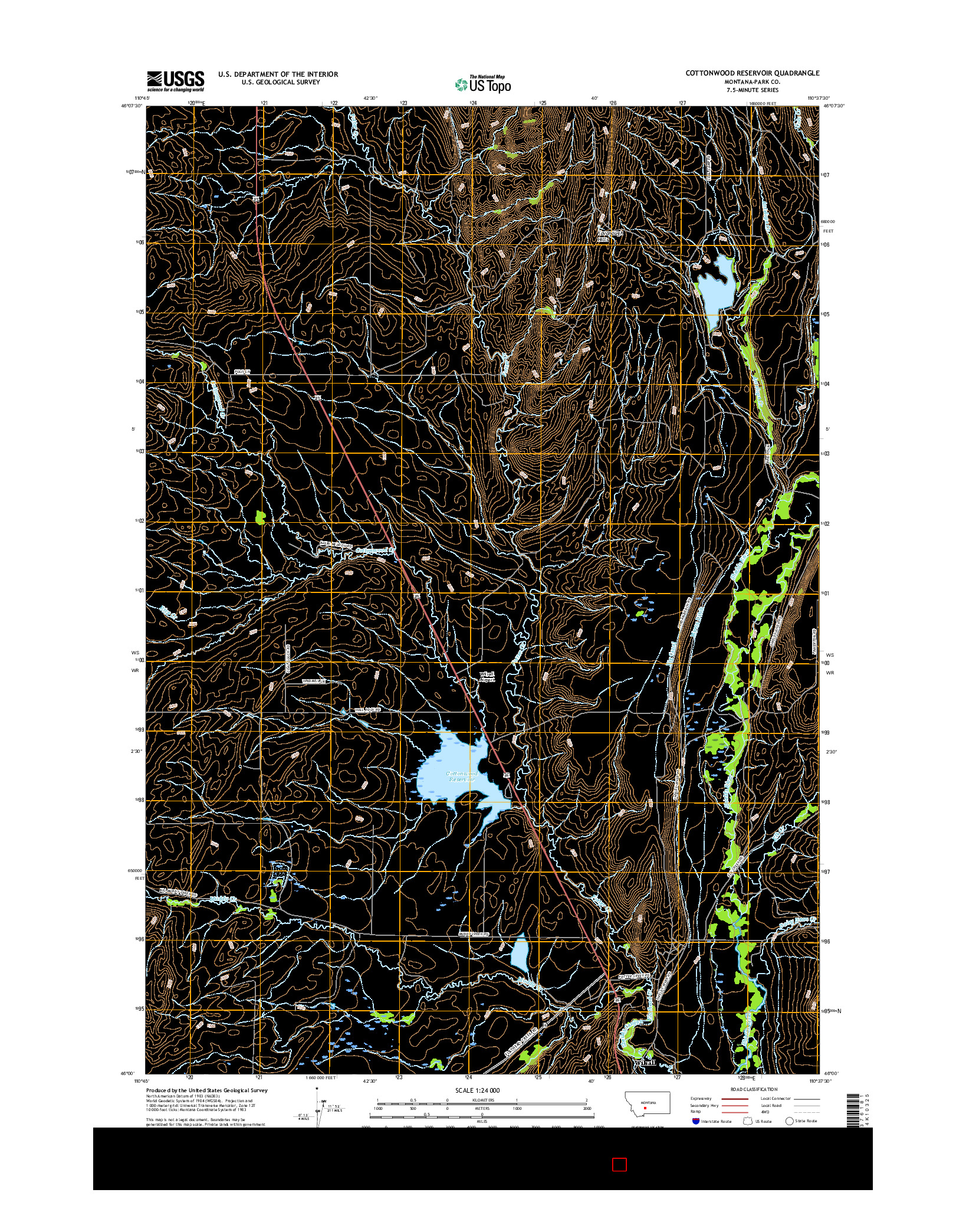 USGS US TOPO 7.5-MINUTE MAP FOR COTTONWOOD RESERVOIR, MT 2017