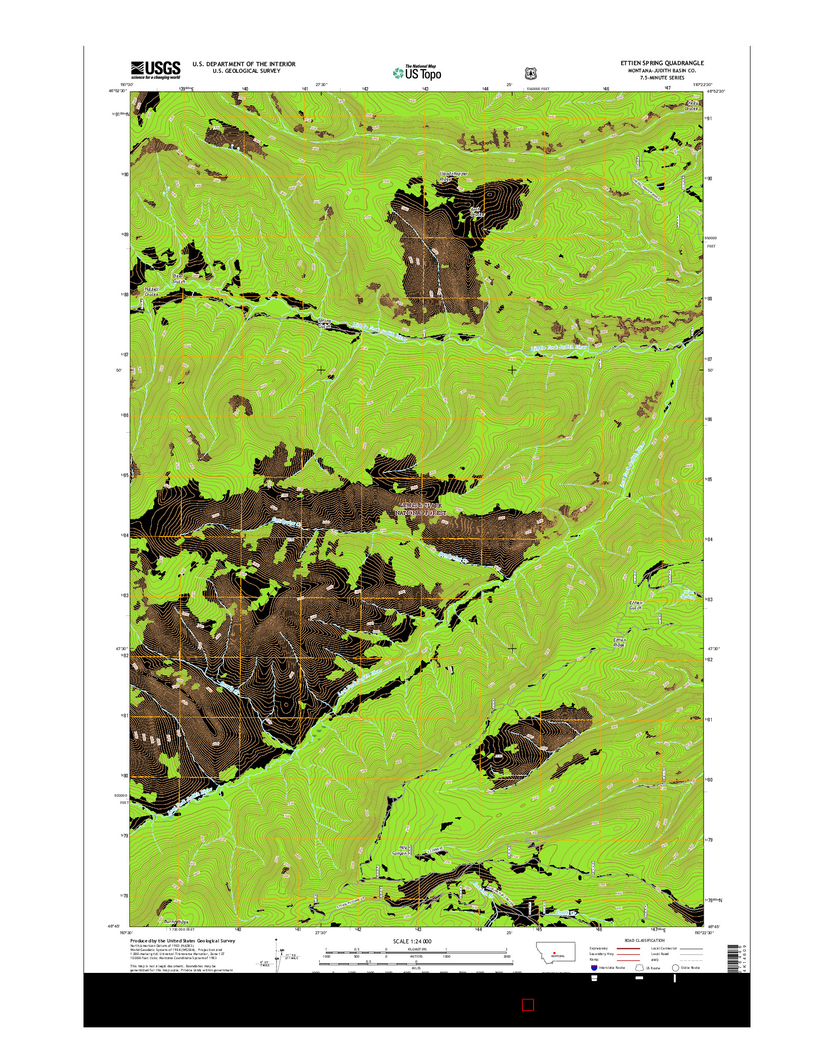 USGS US TOPO 7.5-MINUTE MAP FOR ETTIEN SPRING, MT 2017