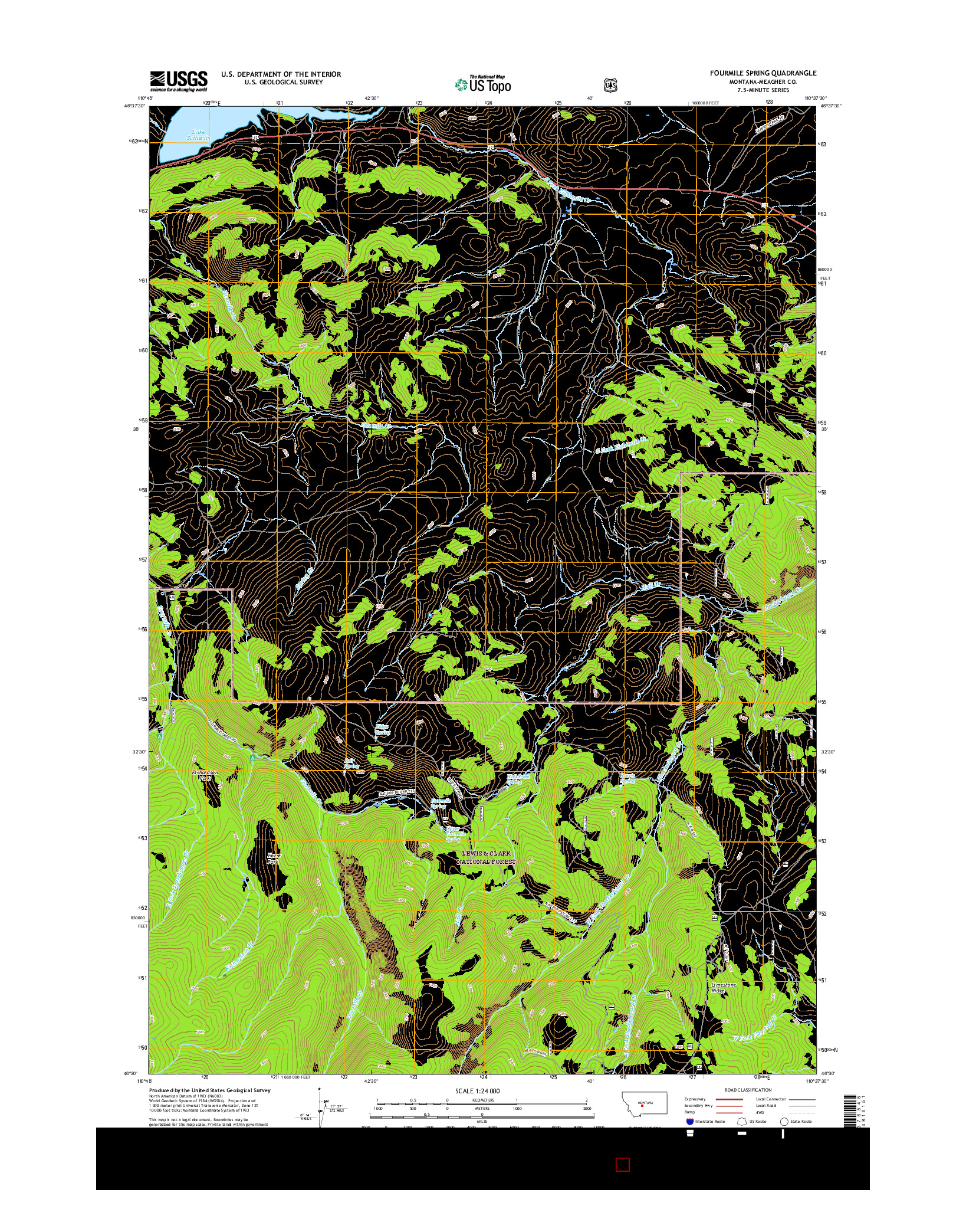 USGS US TOPO 7.5-MINUTE MAP FOR FOURMILE SPRING, MT 2017