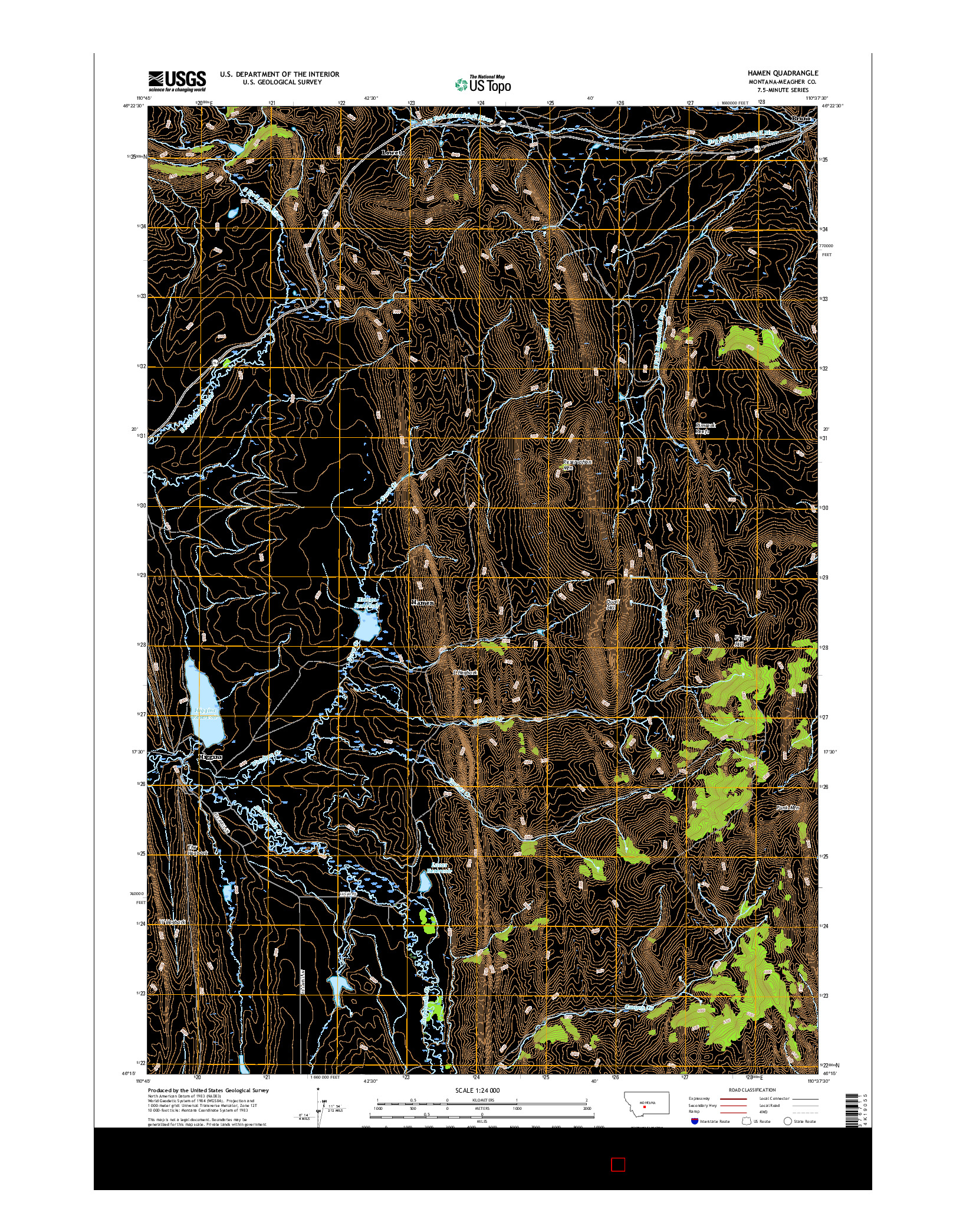 USGS US TOPO 7.5-MINUTE MAP FOR HAMEN, MT 2017