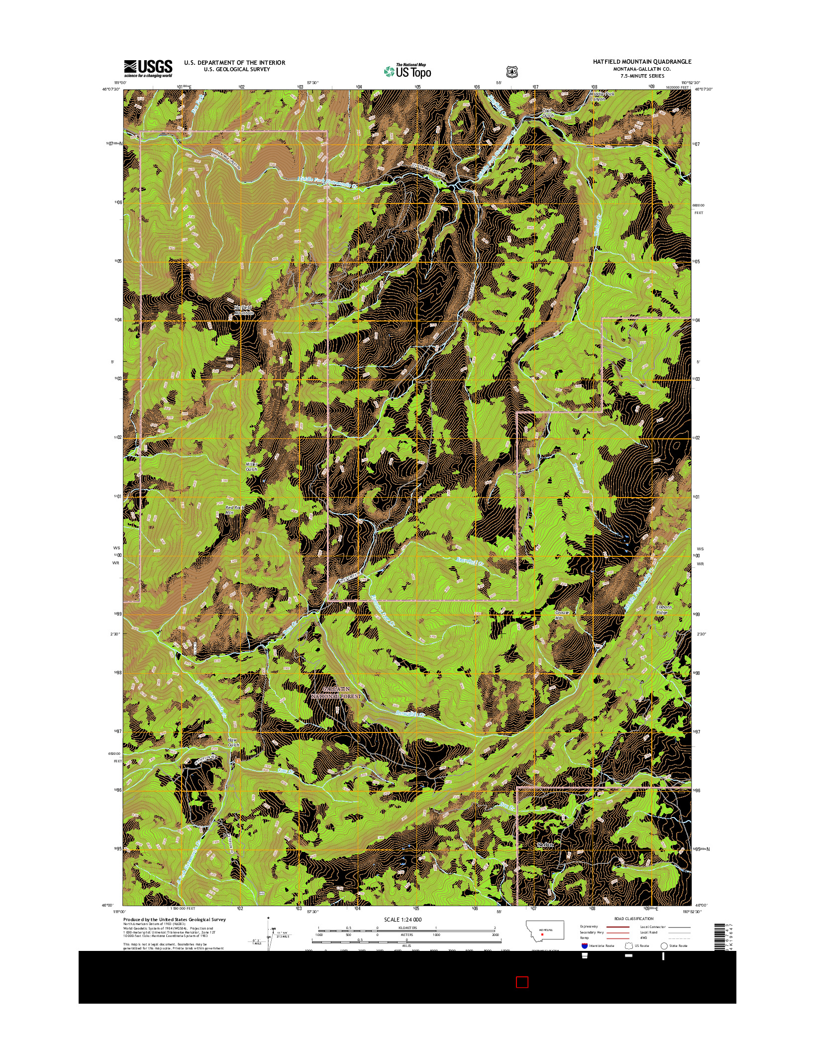 USGS US TOPO 7.5-MINUTE MAP FOR HATFIELD MOUNTAIN, MT 2017