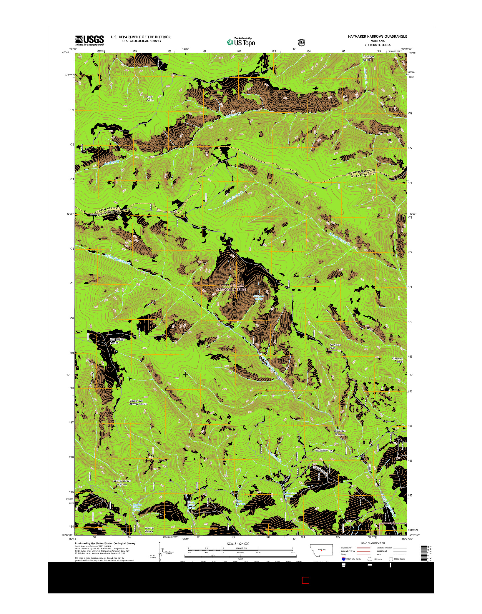 USGS US TOPO 7.5-MINUTE MAP FOR HAYMAKER NARROWS, MT 2017