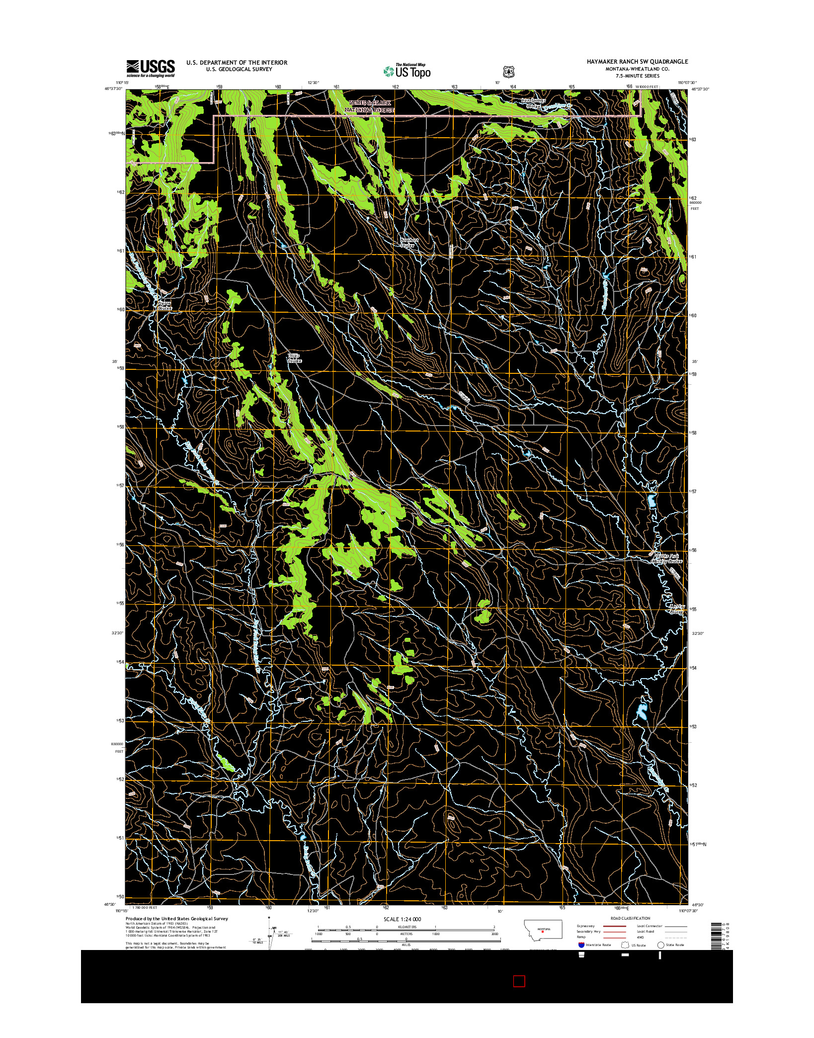 USGS US TOPO 7.5-MINUTE MAP FOR HAYMAKER RANCH SW, MT 2017