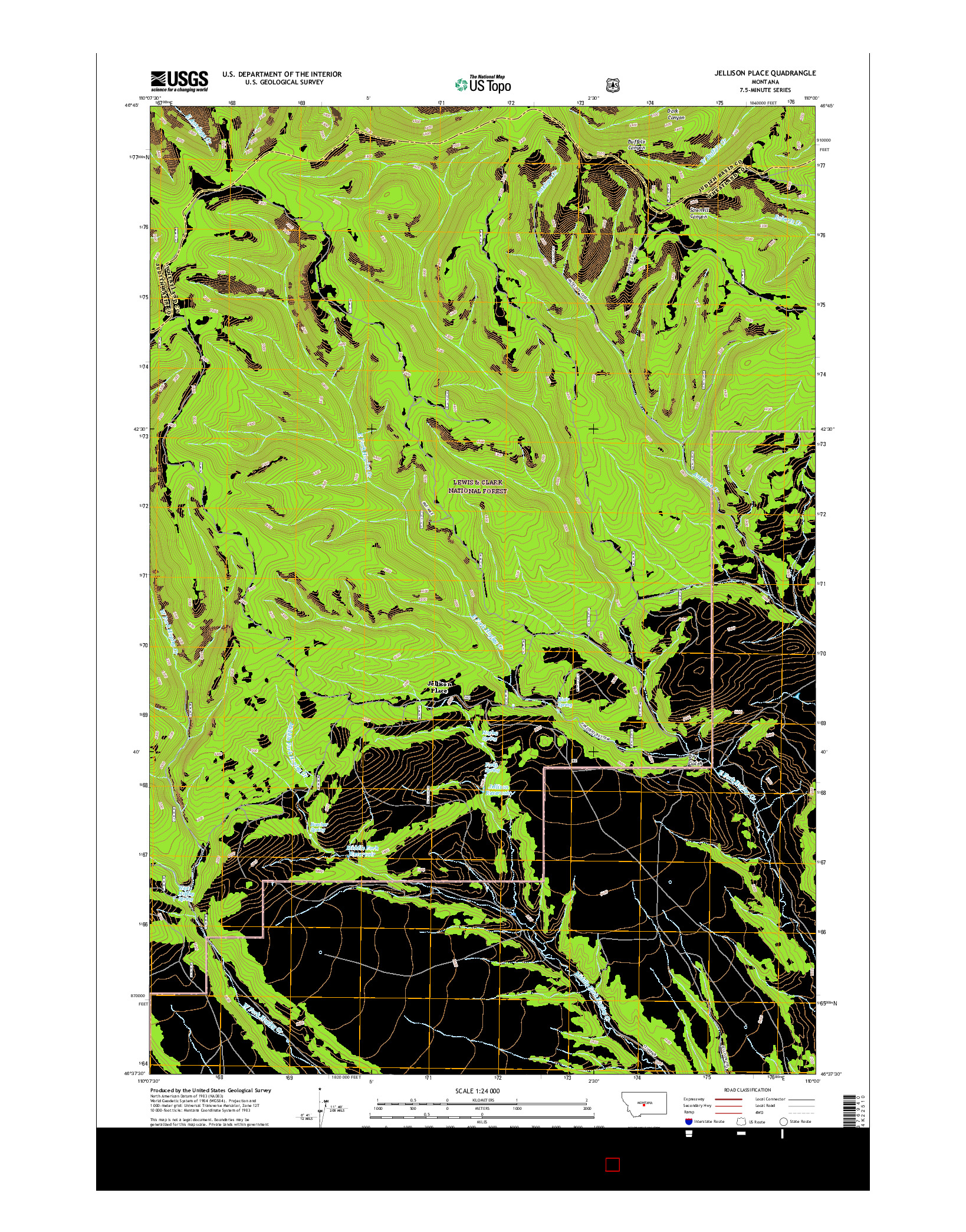 USGS US TOPO 7.5-MINUTE MAP FOR JELLISON PLACE, MT 2017