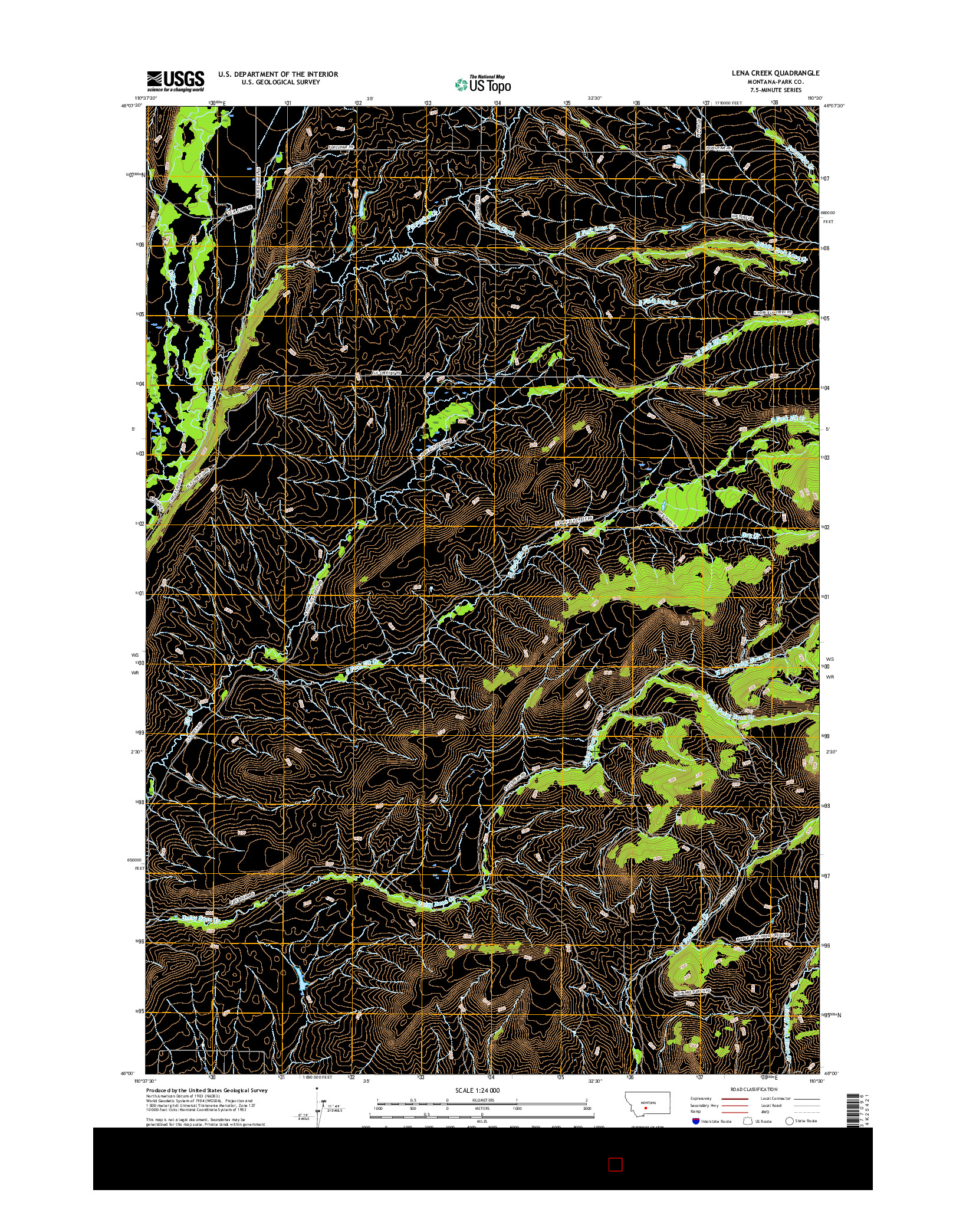 USGS US TOPO 7.5-MINUTE MAP FOR LENA CREEK, MT 2017