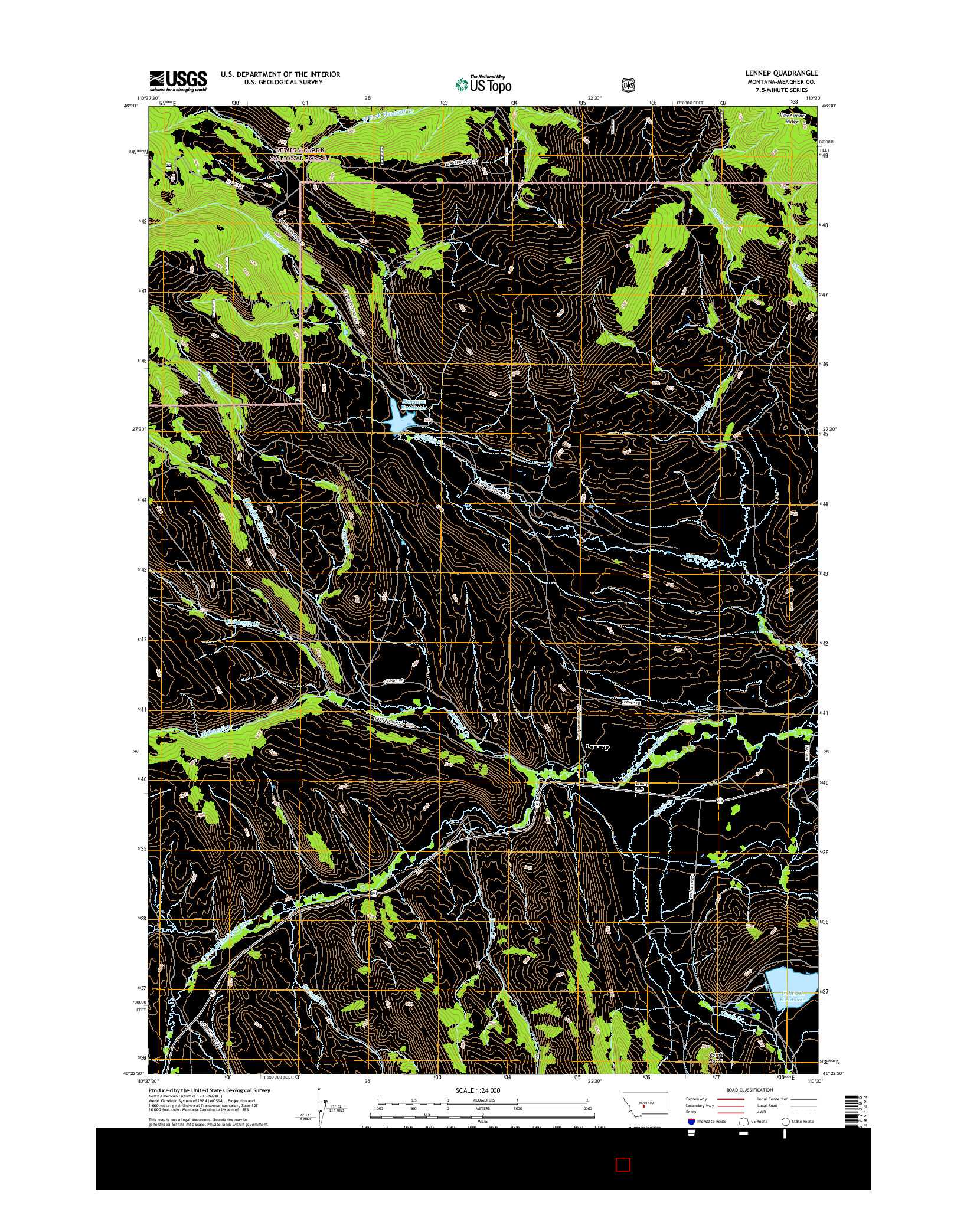 USGS US TOPO 7.5-MINUTE MAP FOR LENNEP, MT 2017