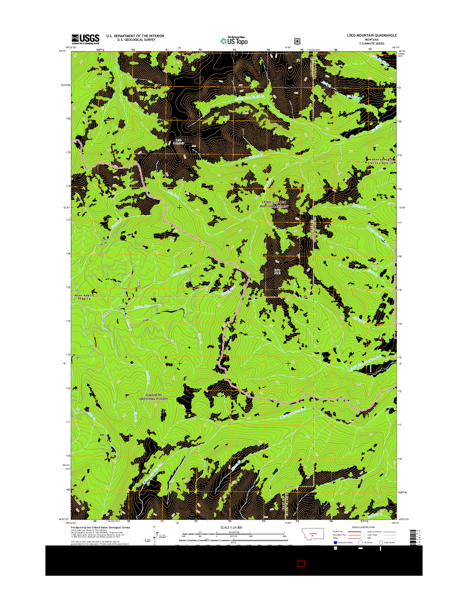 USGS US TOPO 7.5-MINUTE MAP FOR LOCO MOUNTAIN, MT 2017