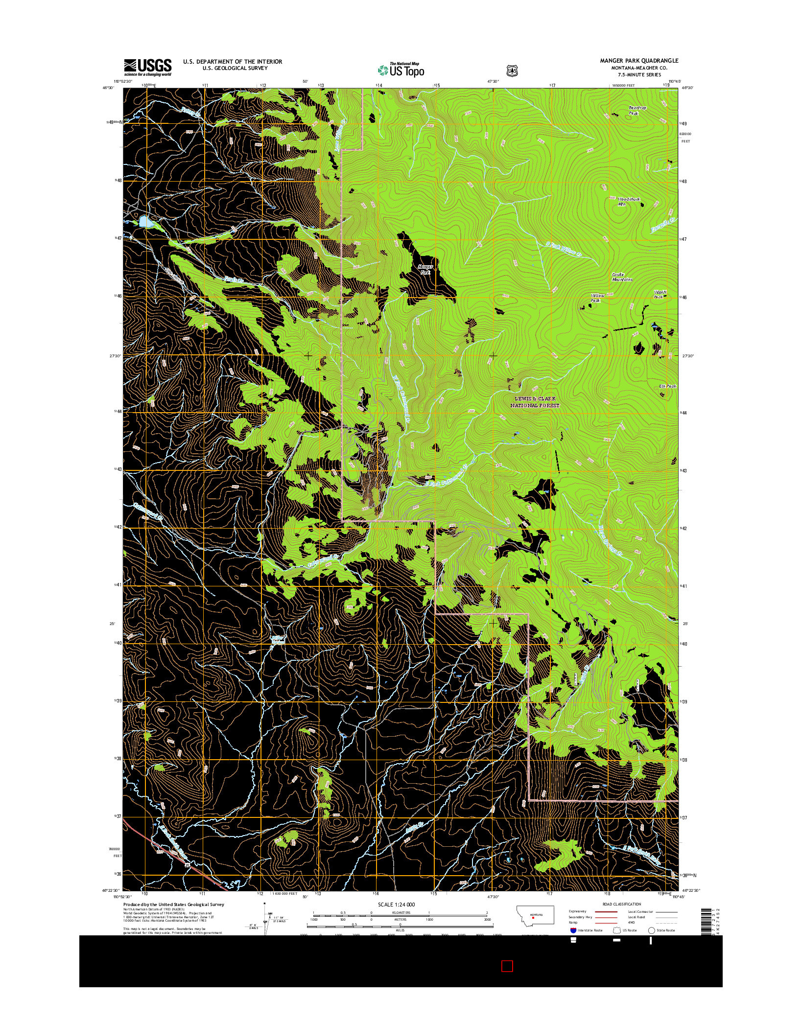 USGS US TOPO 7.5-MINUTE MAP FOR MANGER PARK, MT 2017