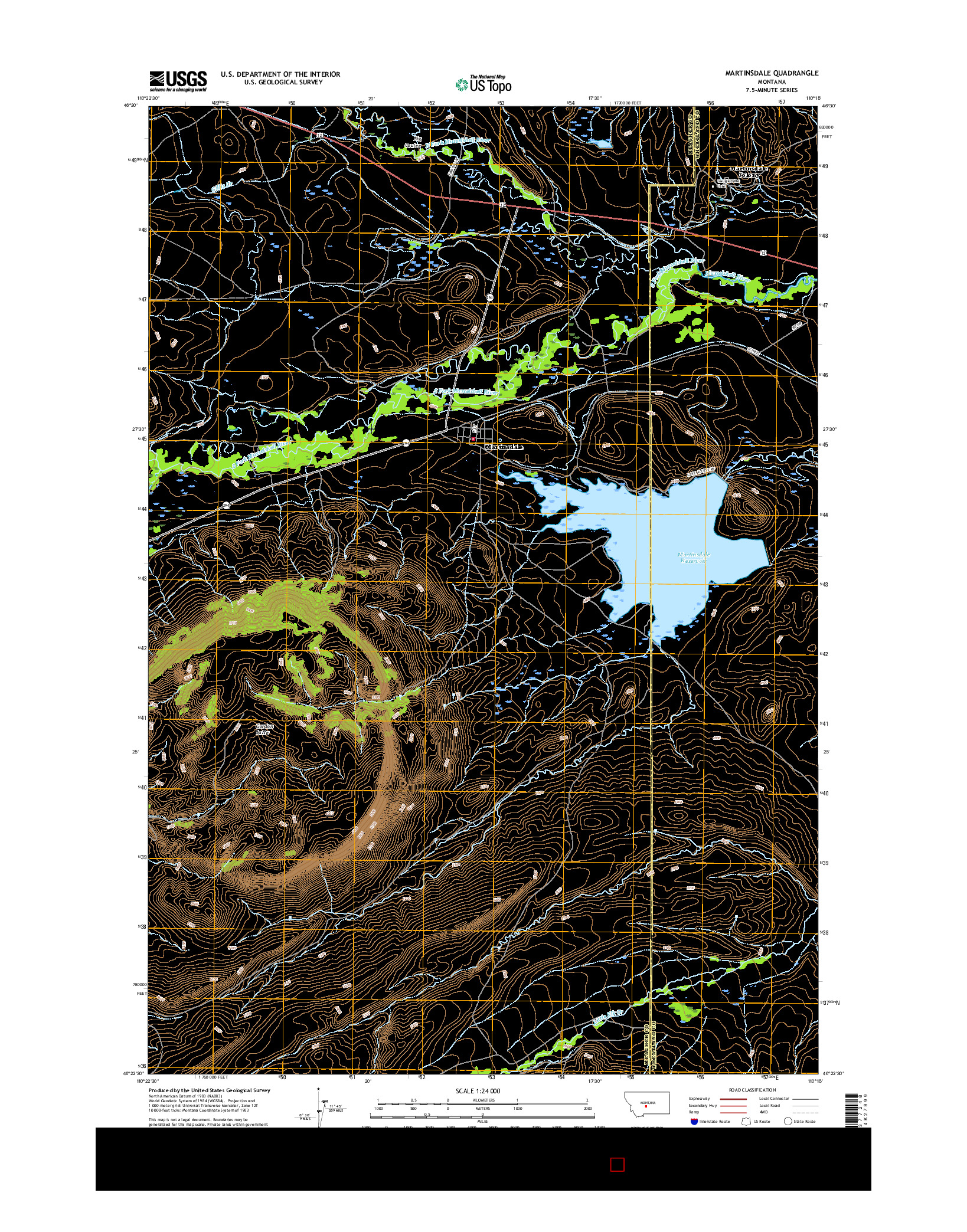 USGS US TOPO 7.5-MINUTE MAP FOR MARTINSDALE, MT 2017