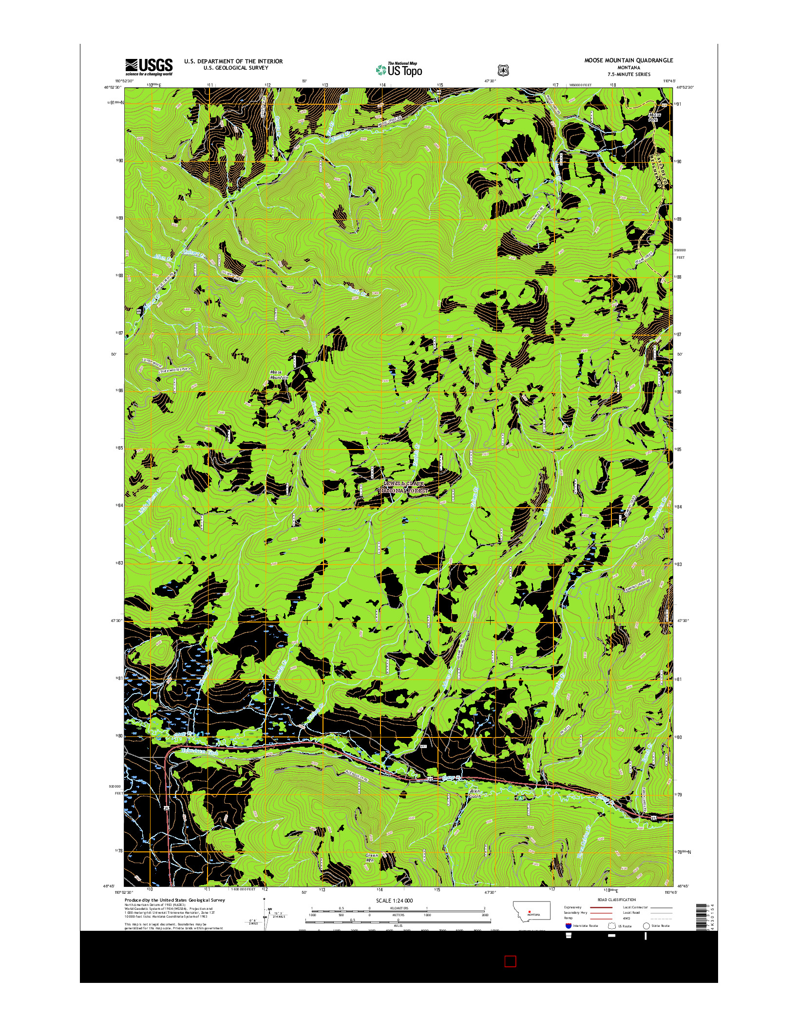 USGS US TOPO 7.5-MINUTE MAP FOR MOOSE MOUNTAIN, MT 2017
