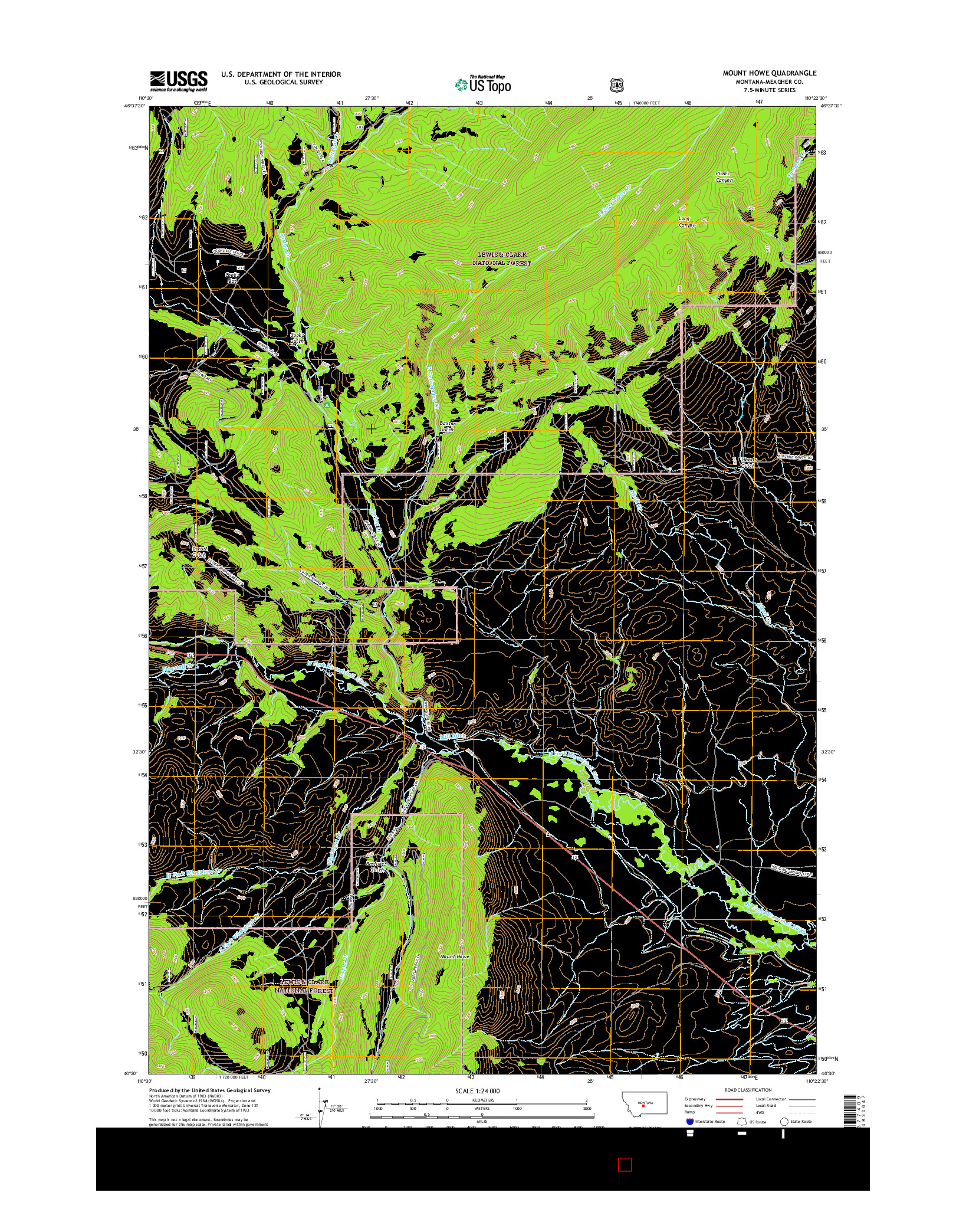 USGS US TOPO 7.5-MINUTE MAP FOR MOUNT HOWE, MT 2017