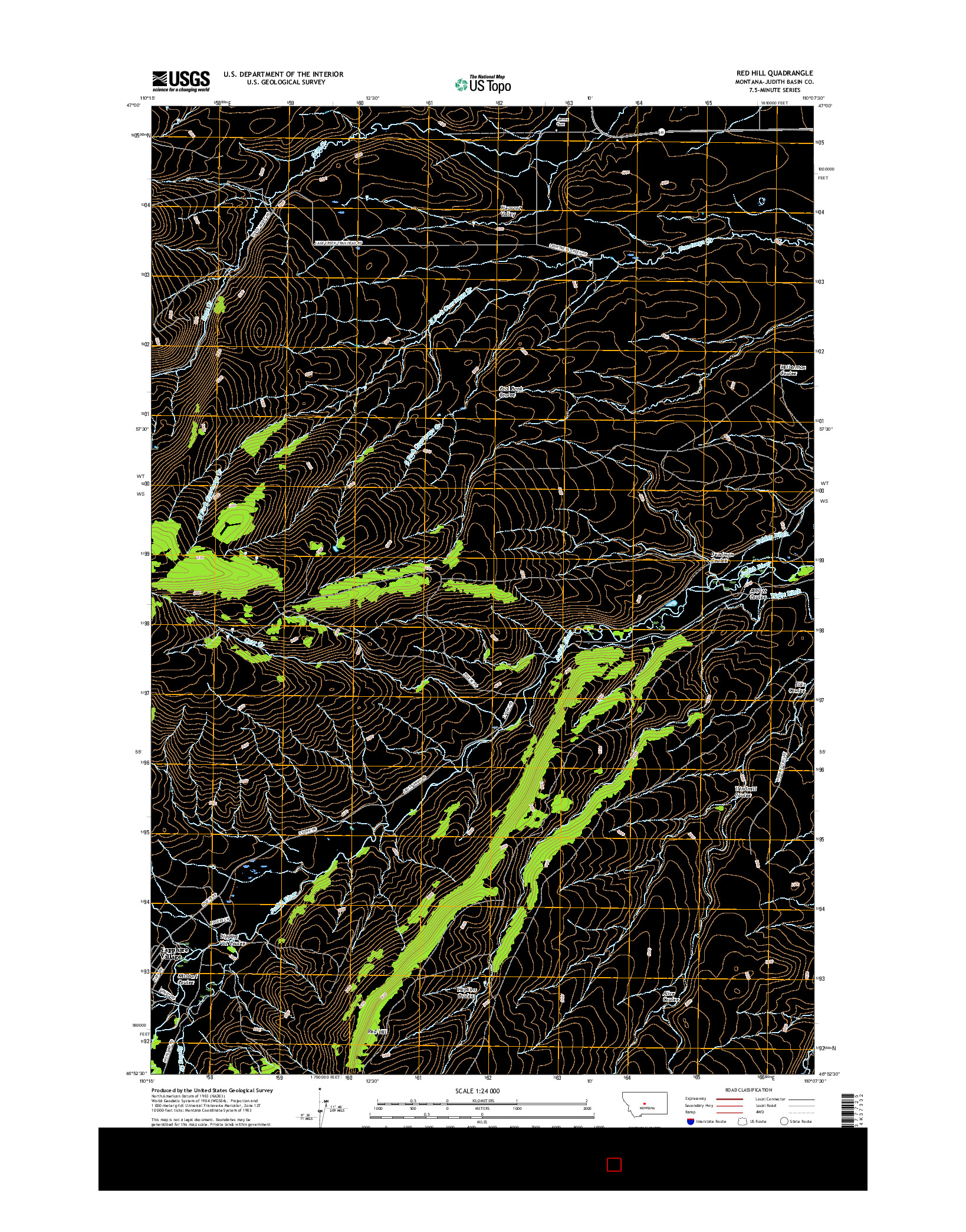 USGS US TOPO 7.5-MINUTE MAP FOR RED HILL, MT 2017