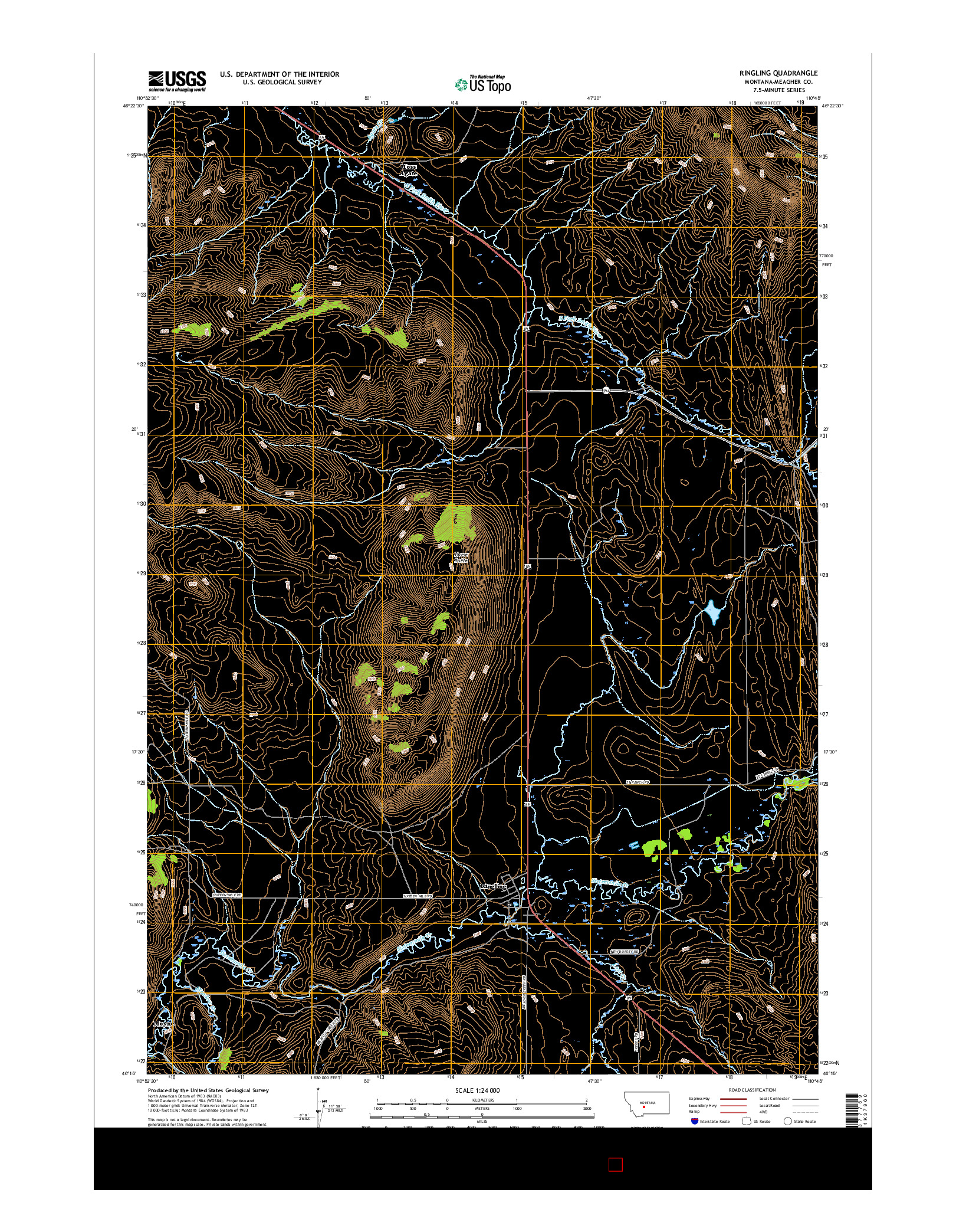 USGS US TOPO 7.5-MINUTE MAP FOR RINGLING, MT 2017