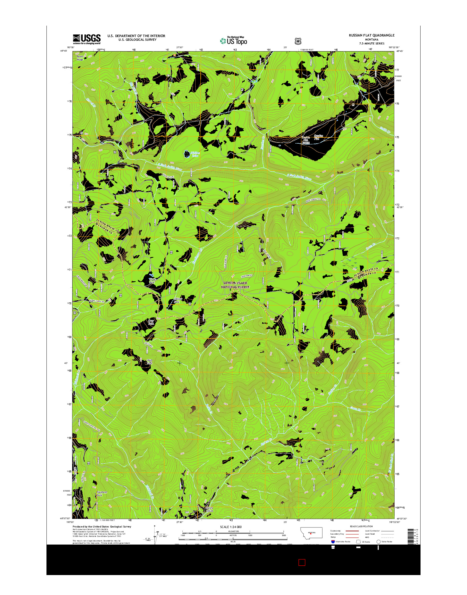 USGS US TOPO 7.5-MINUTE MAP FOR RUSSIAN FLAT, MT 2017