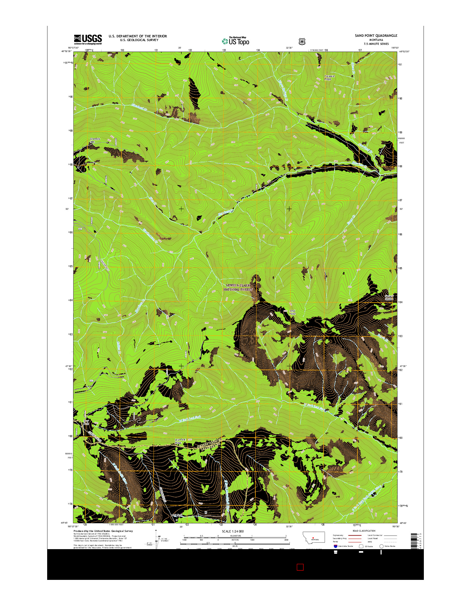 USGS US TOPO 7.5-MINUTE MAP FOR SAND POINT, MT 2017