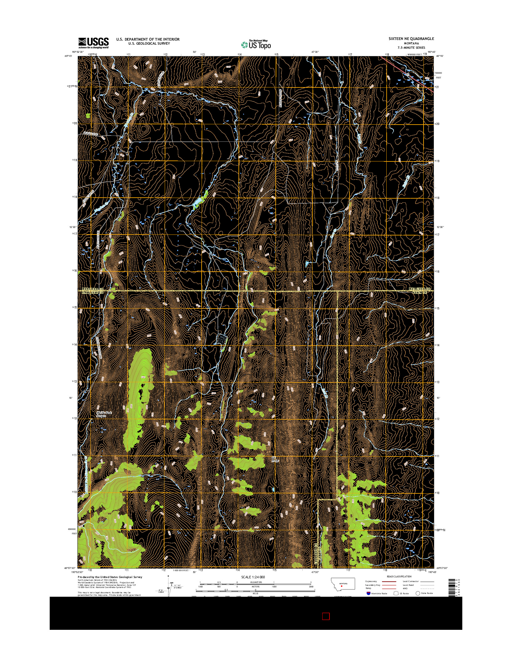 USGS US TOPO 7.5-MINUTE MAP FOR SIXTEEN NE, MT 2017