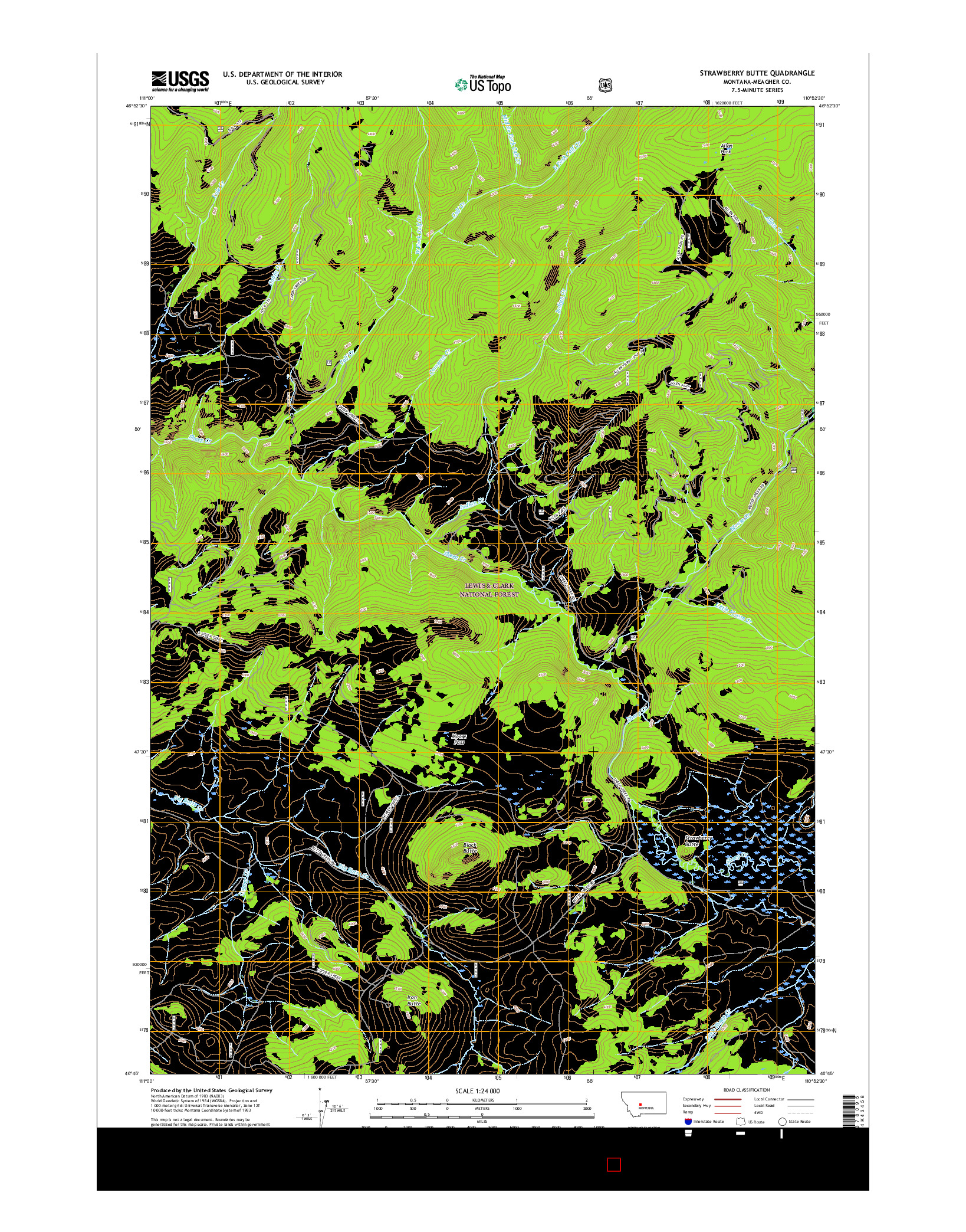 USGS US TOPO 7.5-MINUTE MAP FOR STRAWBERRY BUTTE, MT 2017