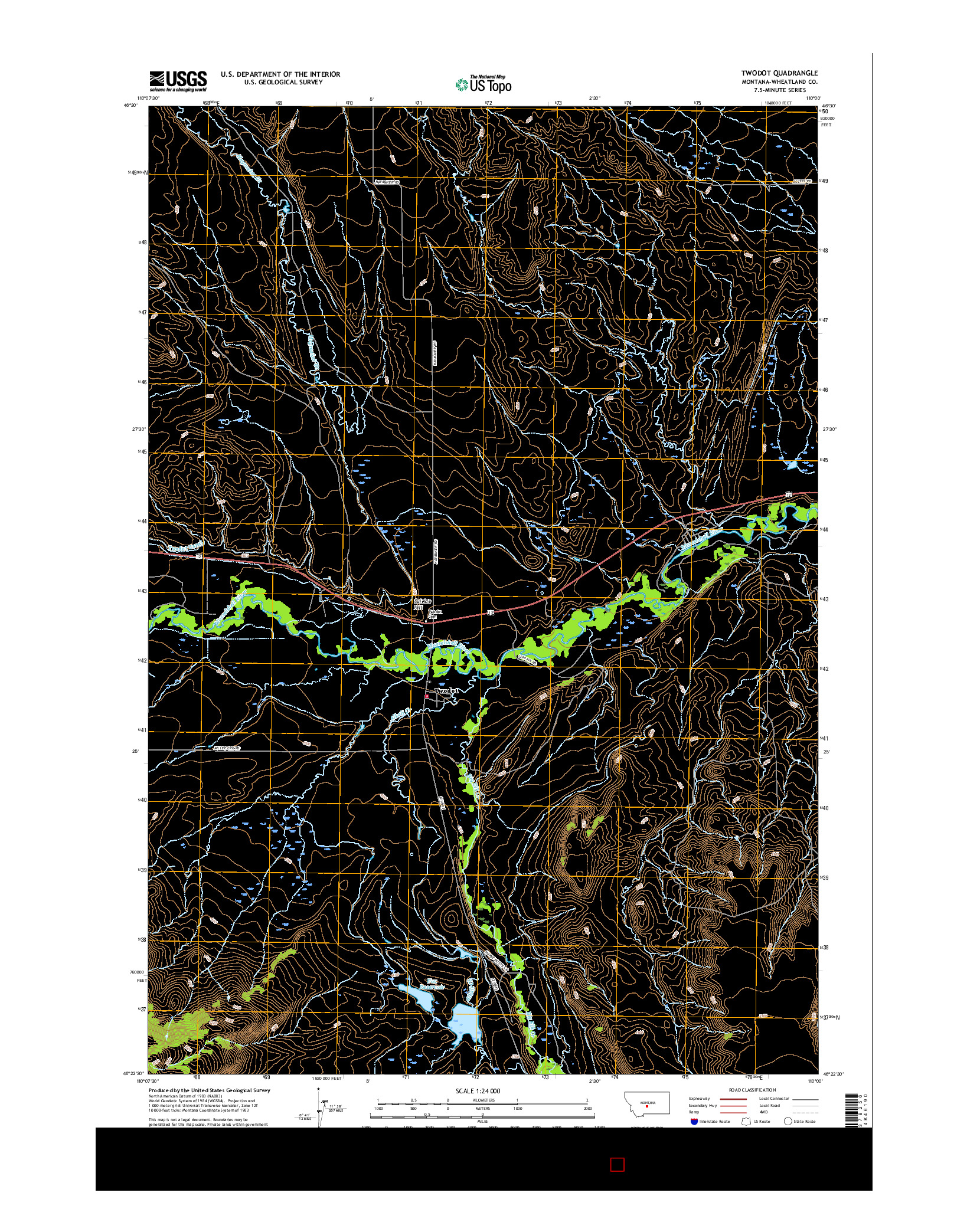USGS US TOPO 7.5-MINUTE MAP FOR TWODOT, MT 2017