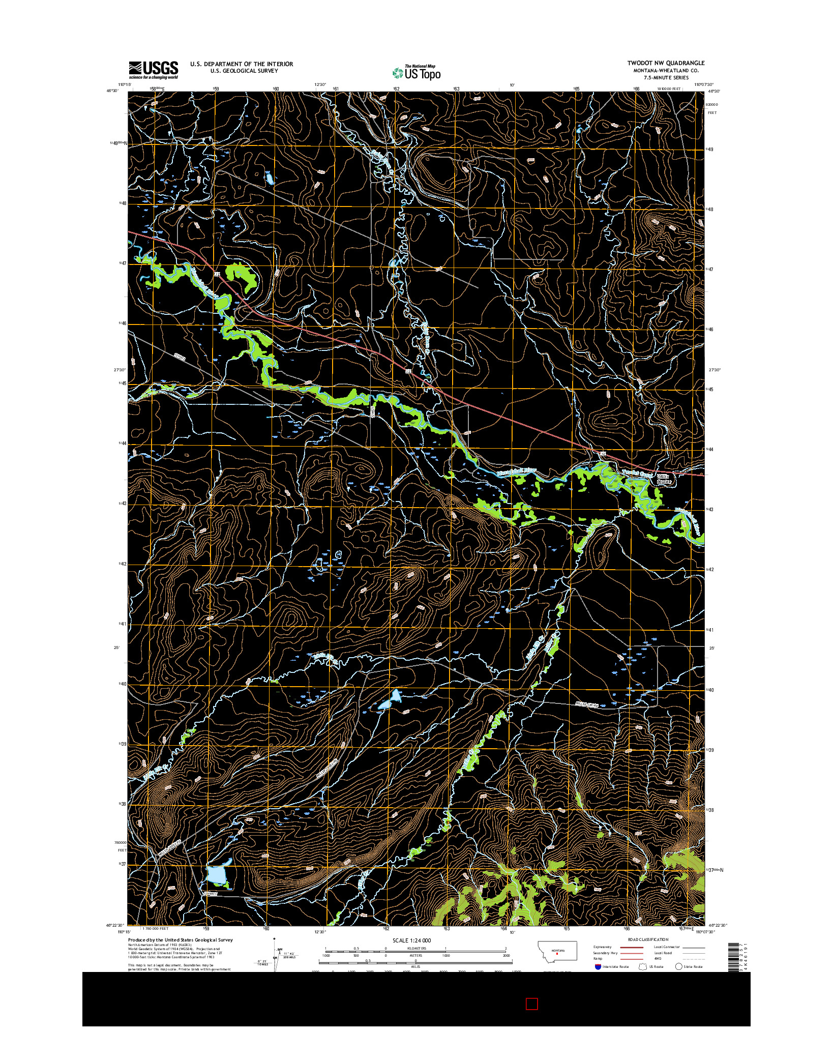 USGS US TOPO 7.5-MINUTE MAP FOR TWODOT NW, MT 2017