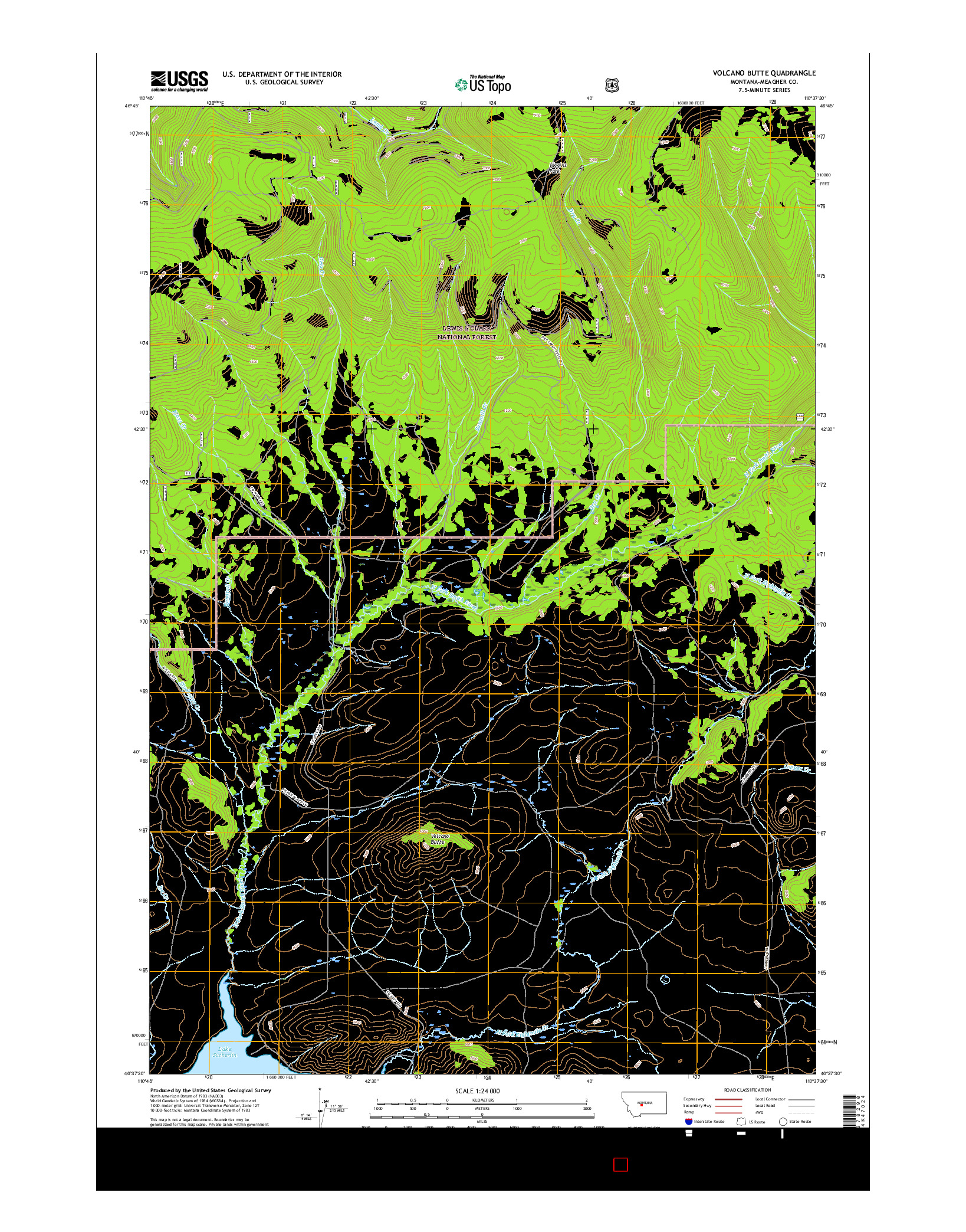 USGS US TOPO 7.5-MINUTE MAP FOR VOLCANO BUTTE, MT 2017