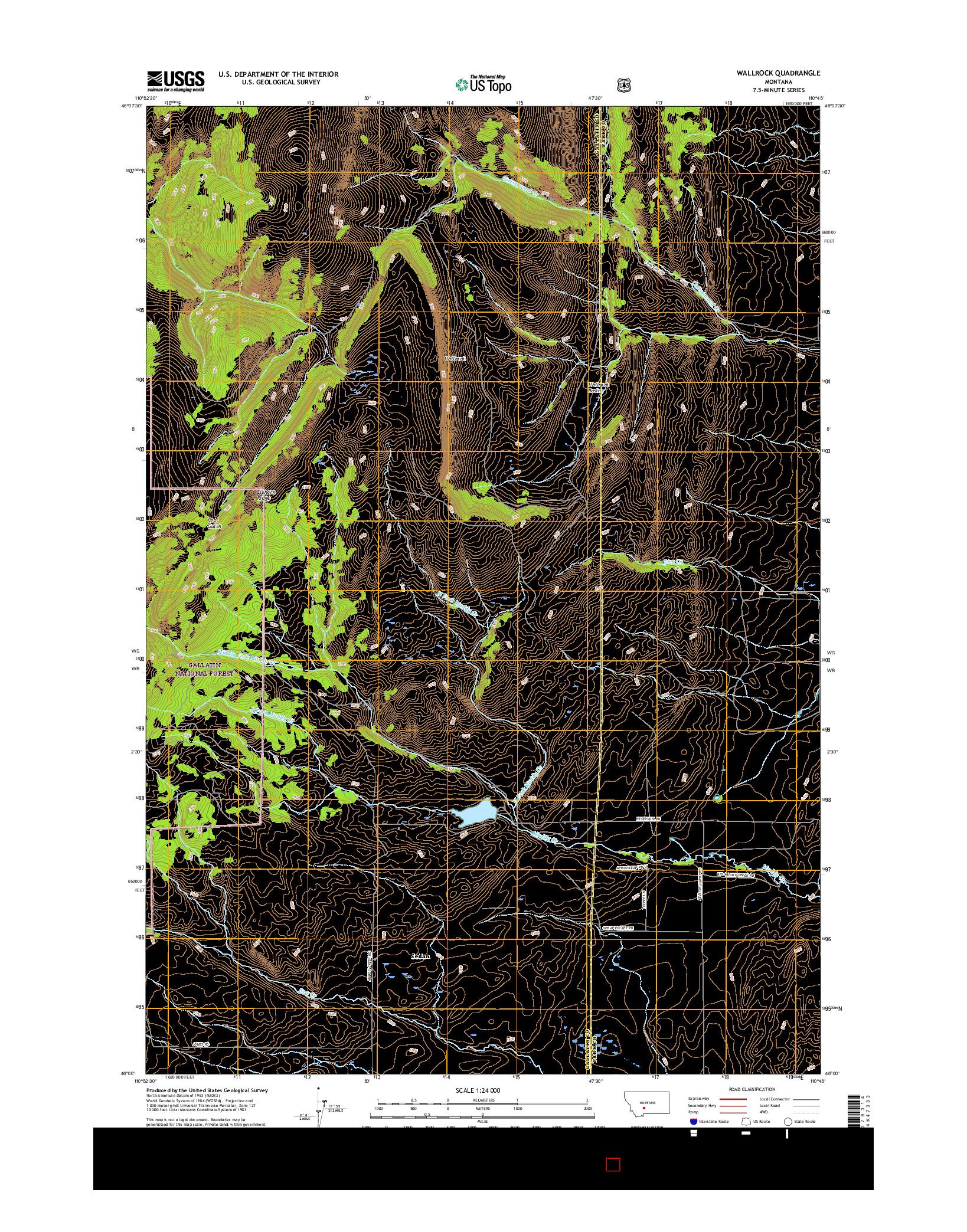 USGS US TOPO 7.5-MINUTE MAP FOR WALLROCK, MT 2017